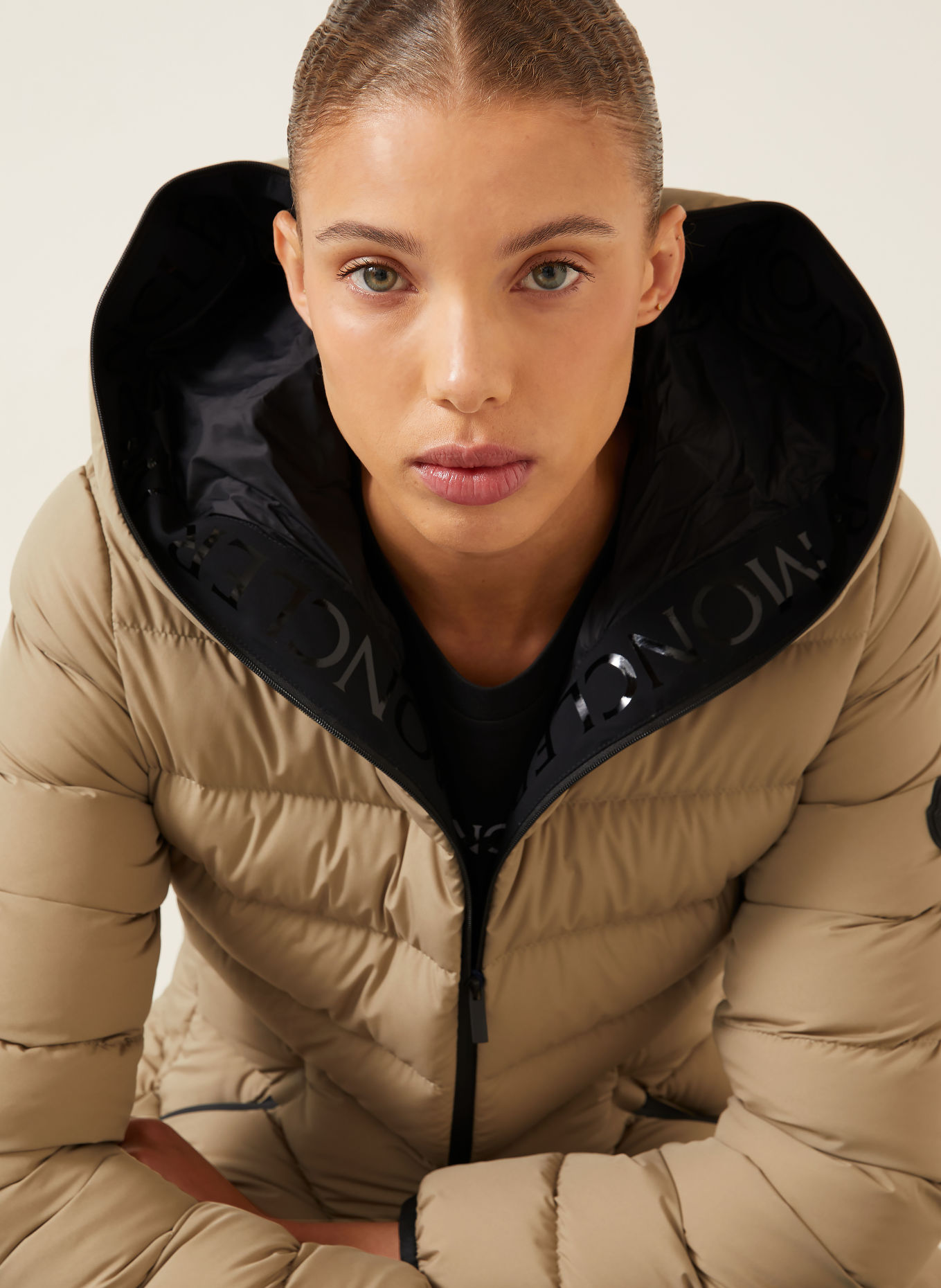 MONCLER Péřové bundy HERBES: BÉŽOVÁ