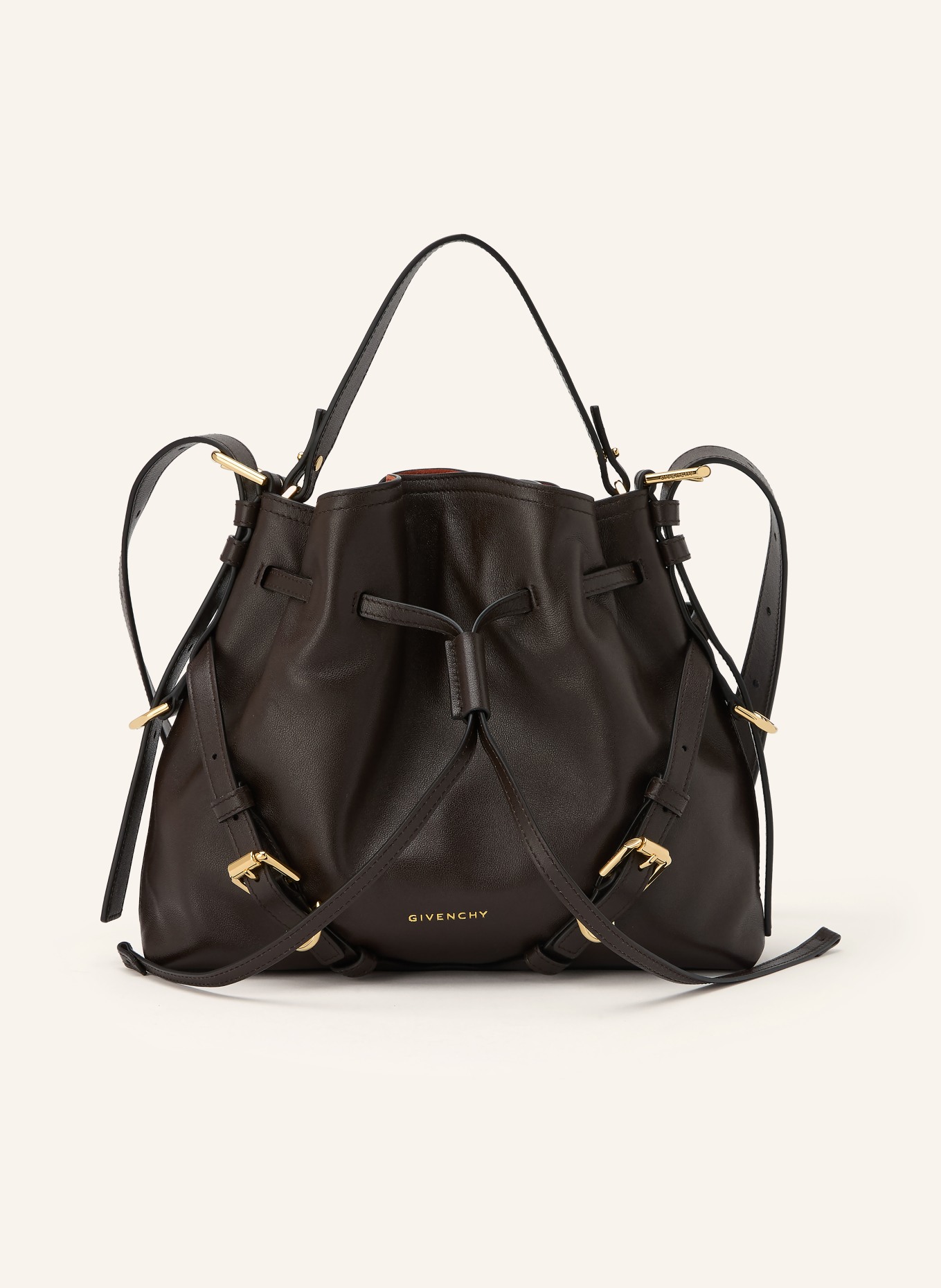 GIVENCHY Axelväska VOYOU SMALL: MÖRKBRUN / GULD