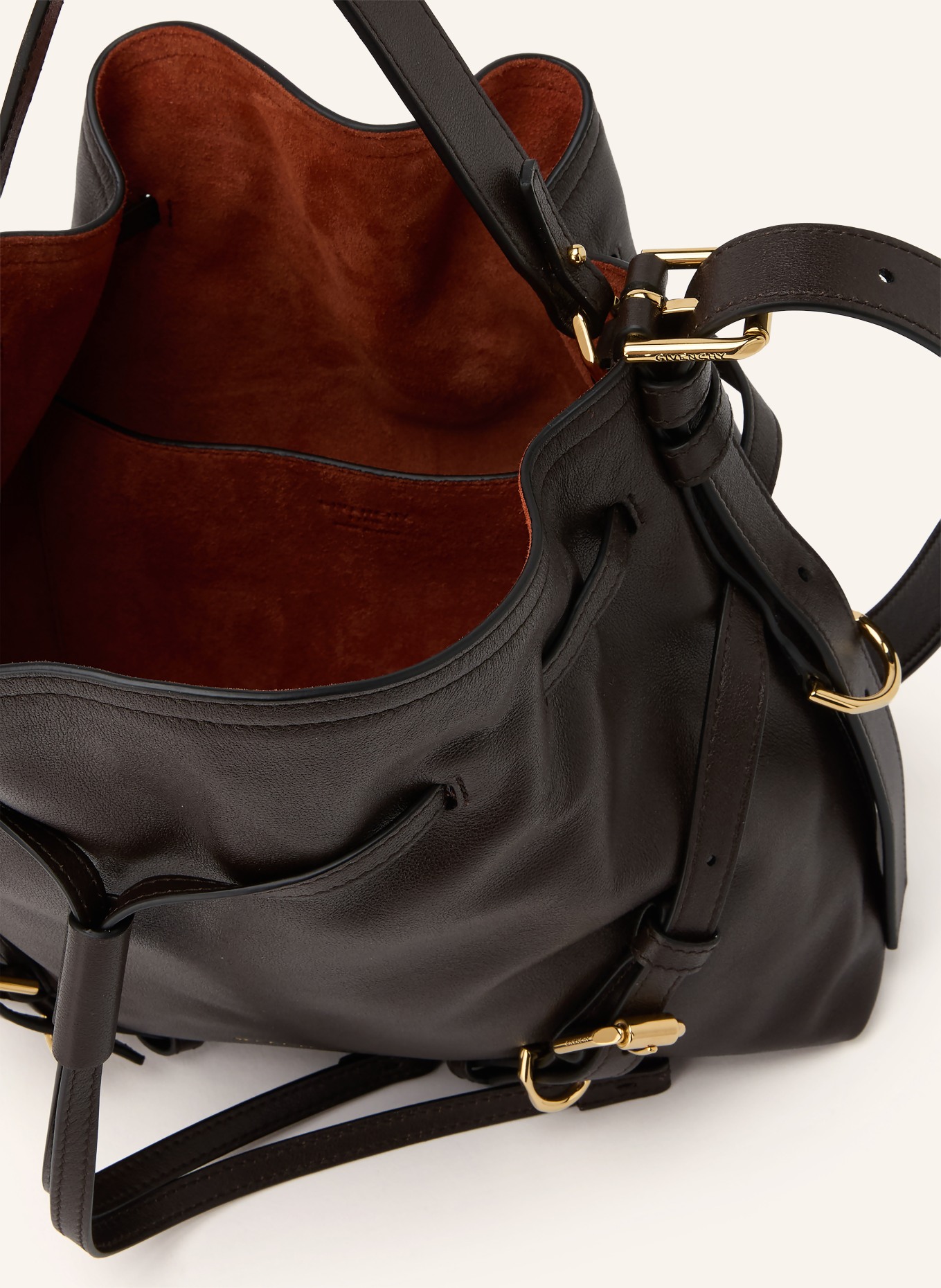GIVENCHY Axelväska VOYOU SMALL: MÖRKBRUN / GULD