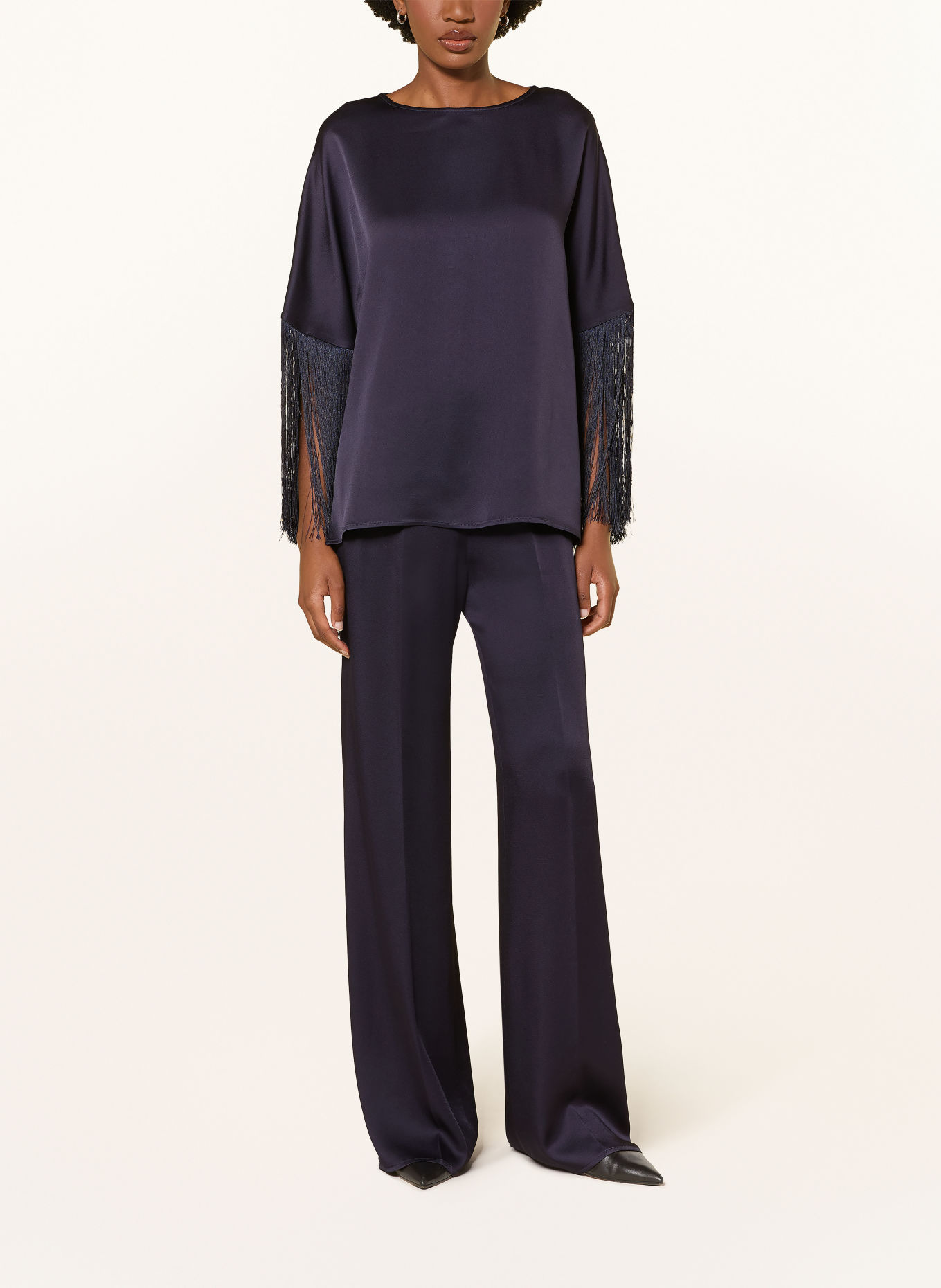 ANTONELLI firenze Marlenehose aus Satin: DUNKELLILA