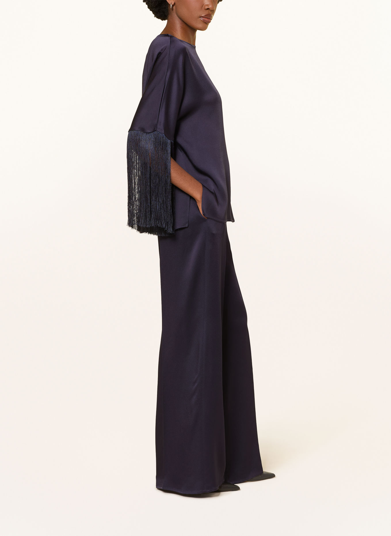 ANTONELLI firenze Marlenehose aus Satin: DUNKELLILA