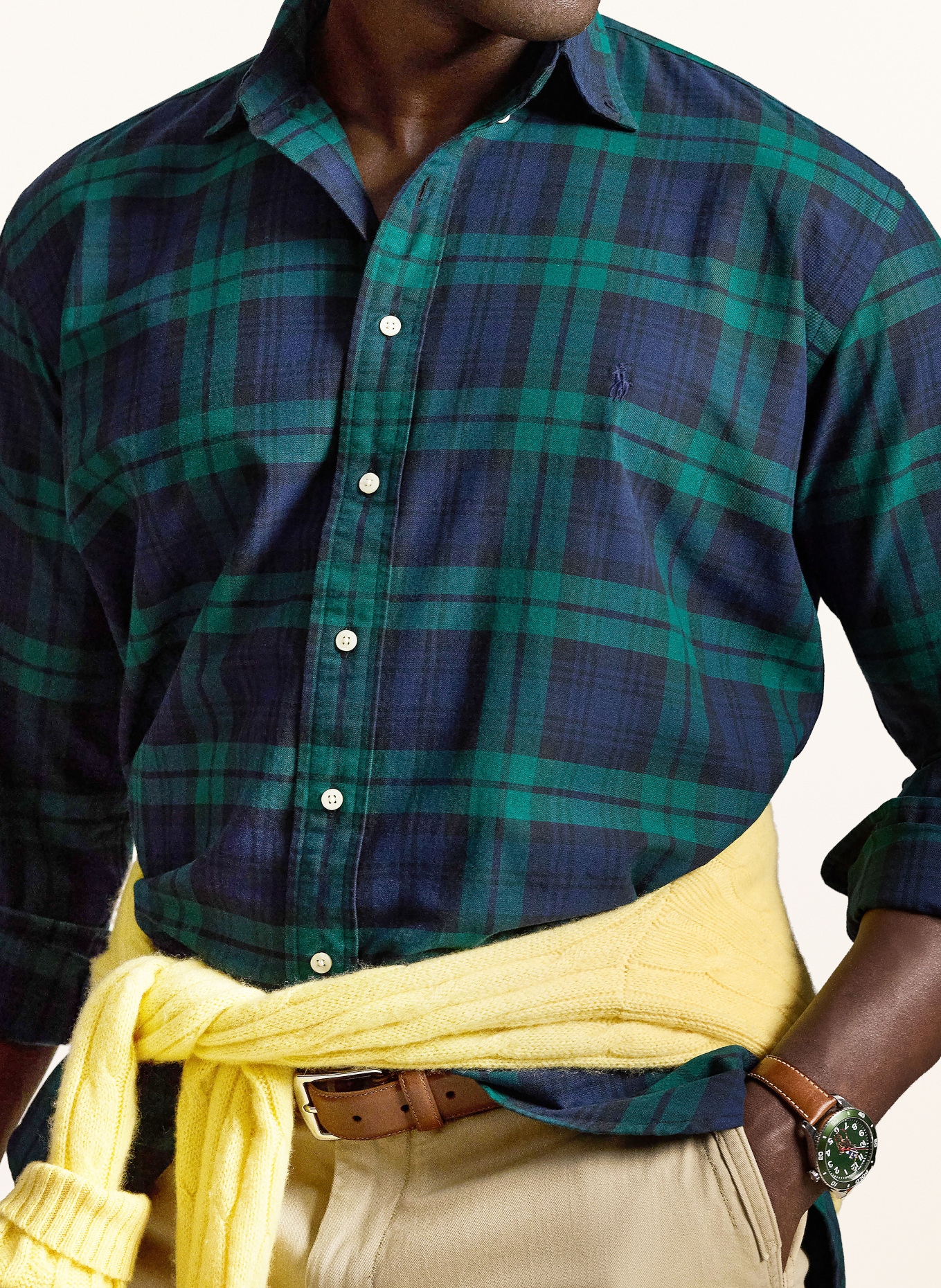 POLO RALPH LAUREN Big & Tall Comfort Fit Shirt: DARK BLUE / GREEN