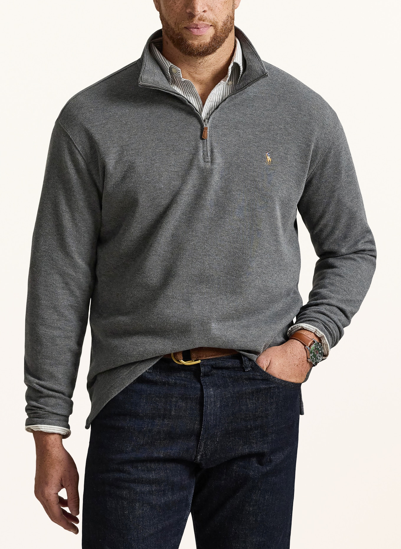 POLO RALPH LAUREN Big & Tall Half-zip sweater: GRAY
