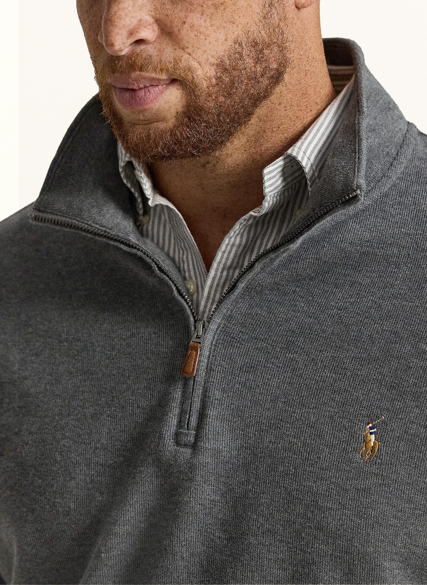 POLO RALPH LAUREN Big & Tall Half-zip sweater: GRAY