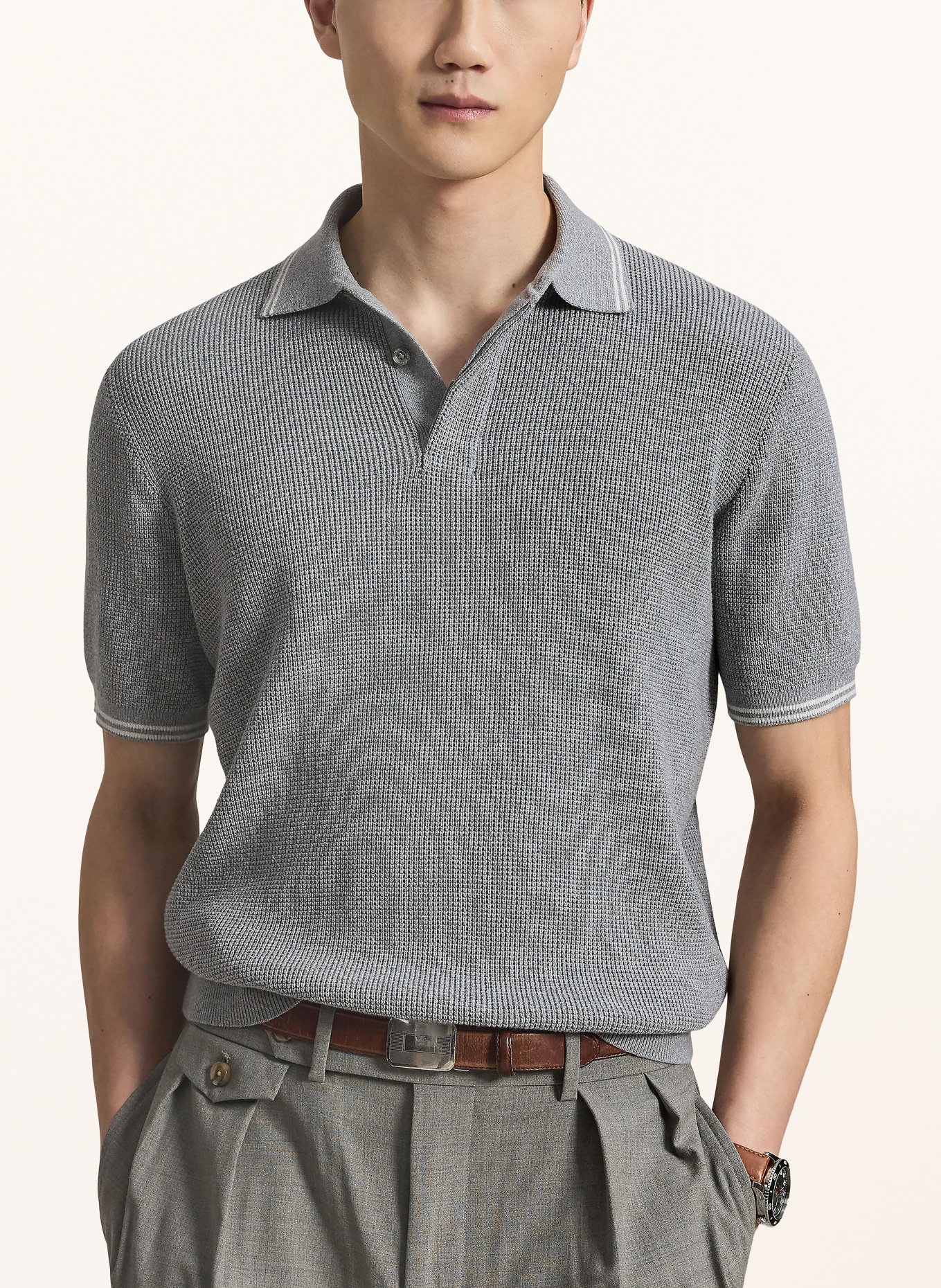RLX RALPH LAUREN Knit polo shirt: GRAY