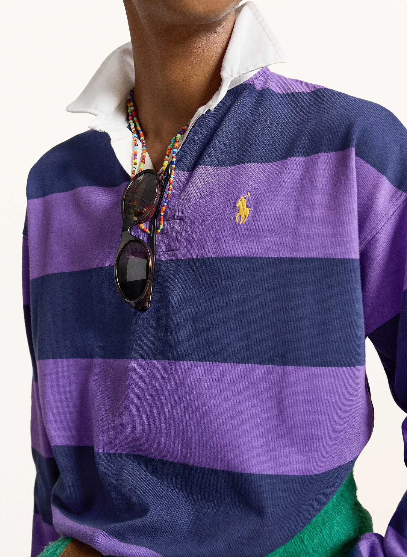 POLO RALPH LAUREN Rugbyshirt: DONKERBLAUW / PAARS / WIT
