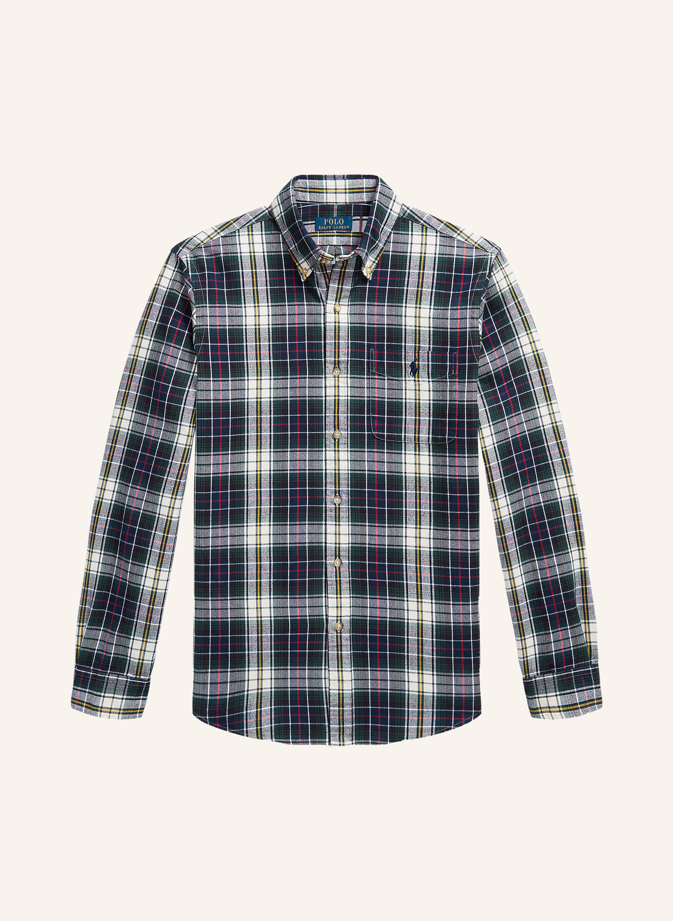 POLO RALPH LAUREN Hemd Custom Fit: DUNKELBLAU / ECRU / ROT