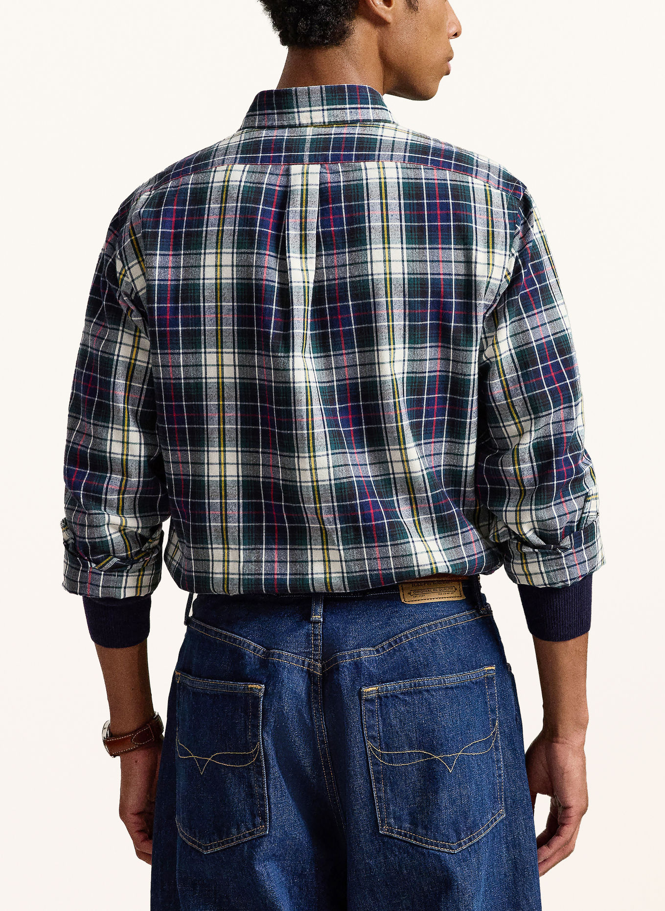 POLO RALPH LAUREN Hemd Custom Fit: DUNKELBLAU / ECRU / ROT