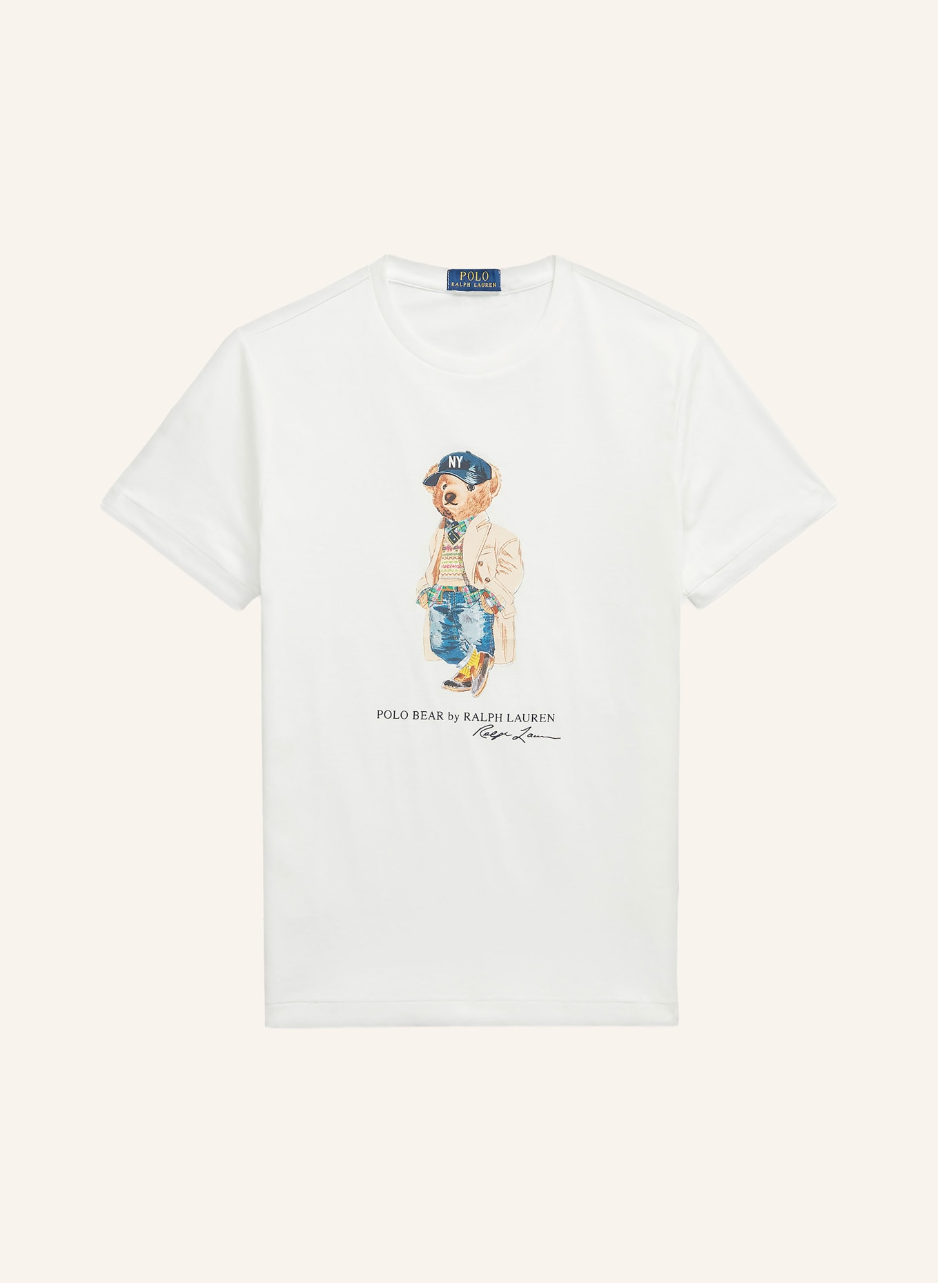 POLO RALPH LAUREN T-Shirt: WEISS / BEIGE / BLAU