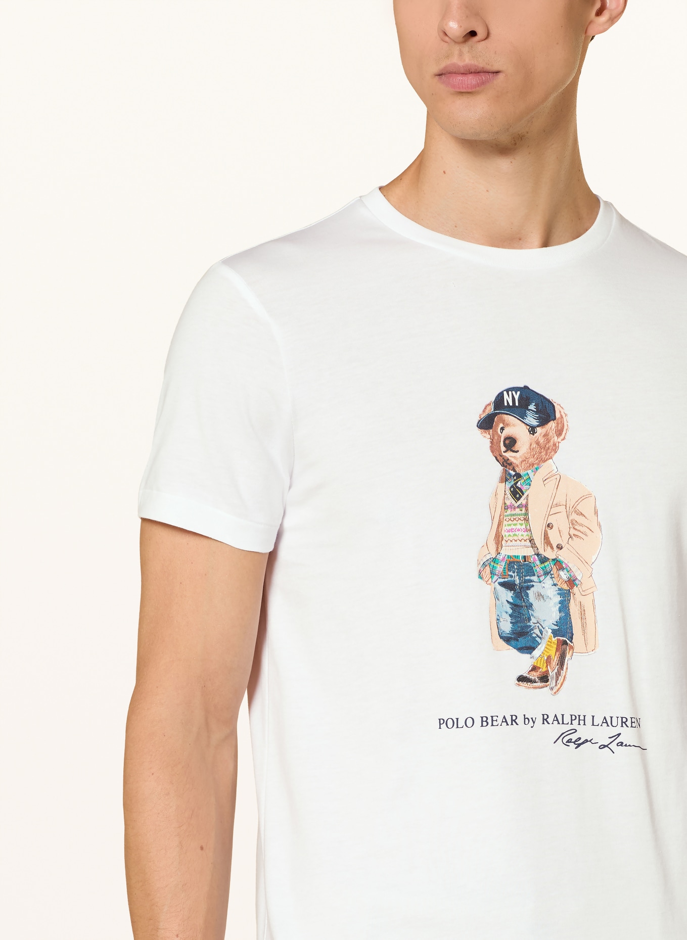 POLO RALPH LAUREN T-Shirt: WEISS / BEIGE / BLAU