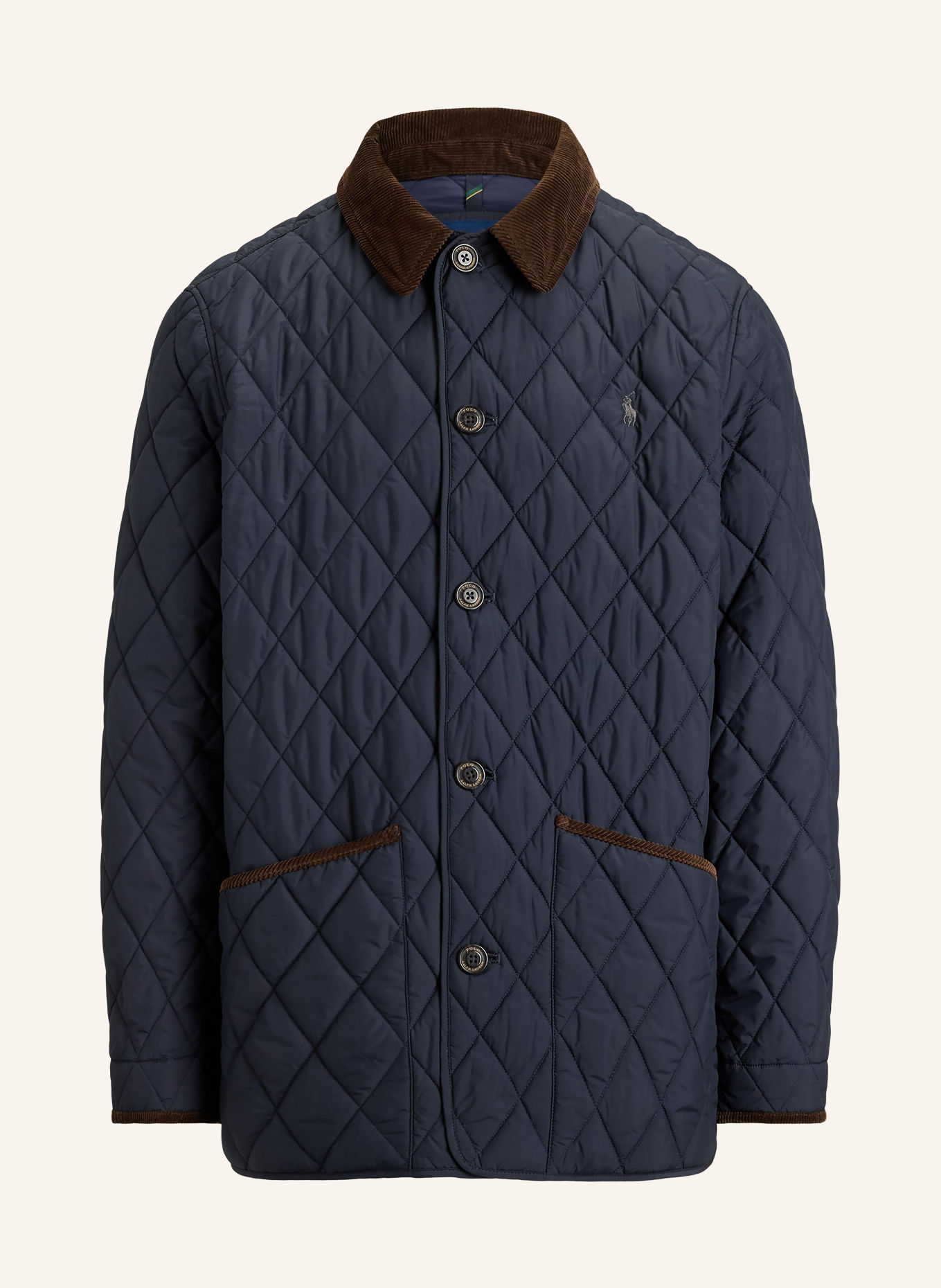 POLO RALPH LAUREN Veste matelassée: BLEU FONCÉ / MARRON FONCÉ