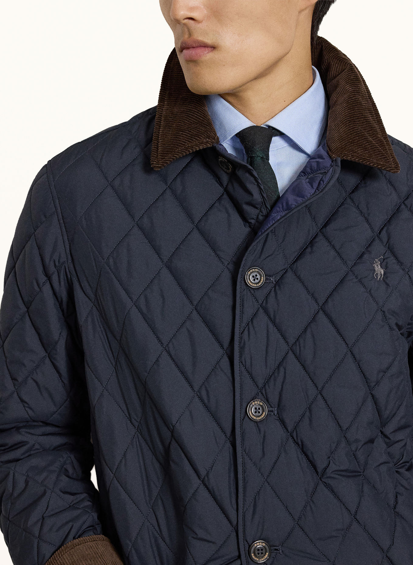 POLO RALPH LAUREN Veste matelassée: BLEU FONCÉ / MARRON FONCÉ