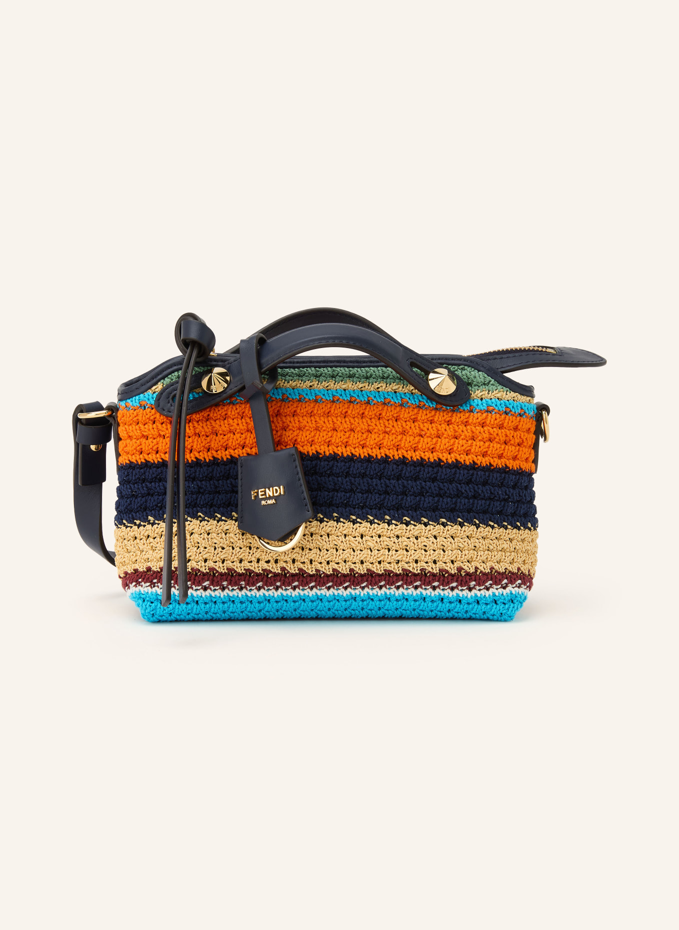 FENDI BY THE WAY SOFT MINI Crossbody Bag: DARK BLUE / BEIGE / ORANGE