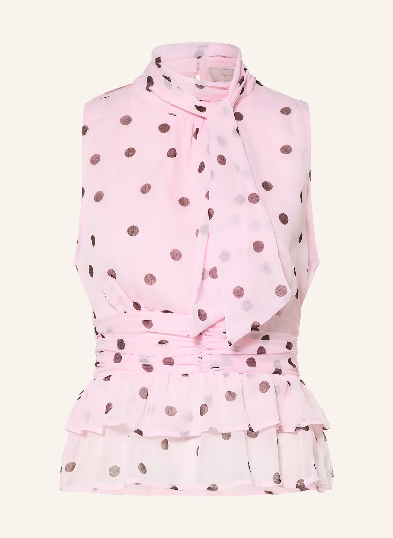 NEO NOIR Blousetop ANSOL met strik: ROZE / MARRON FONCÉ