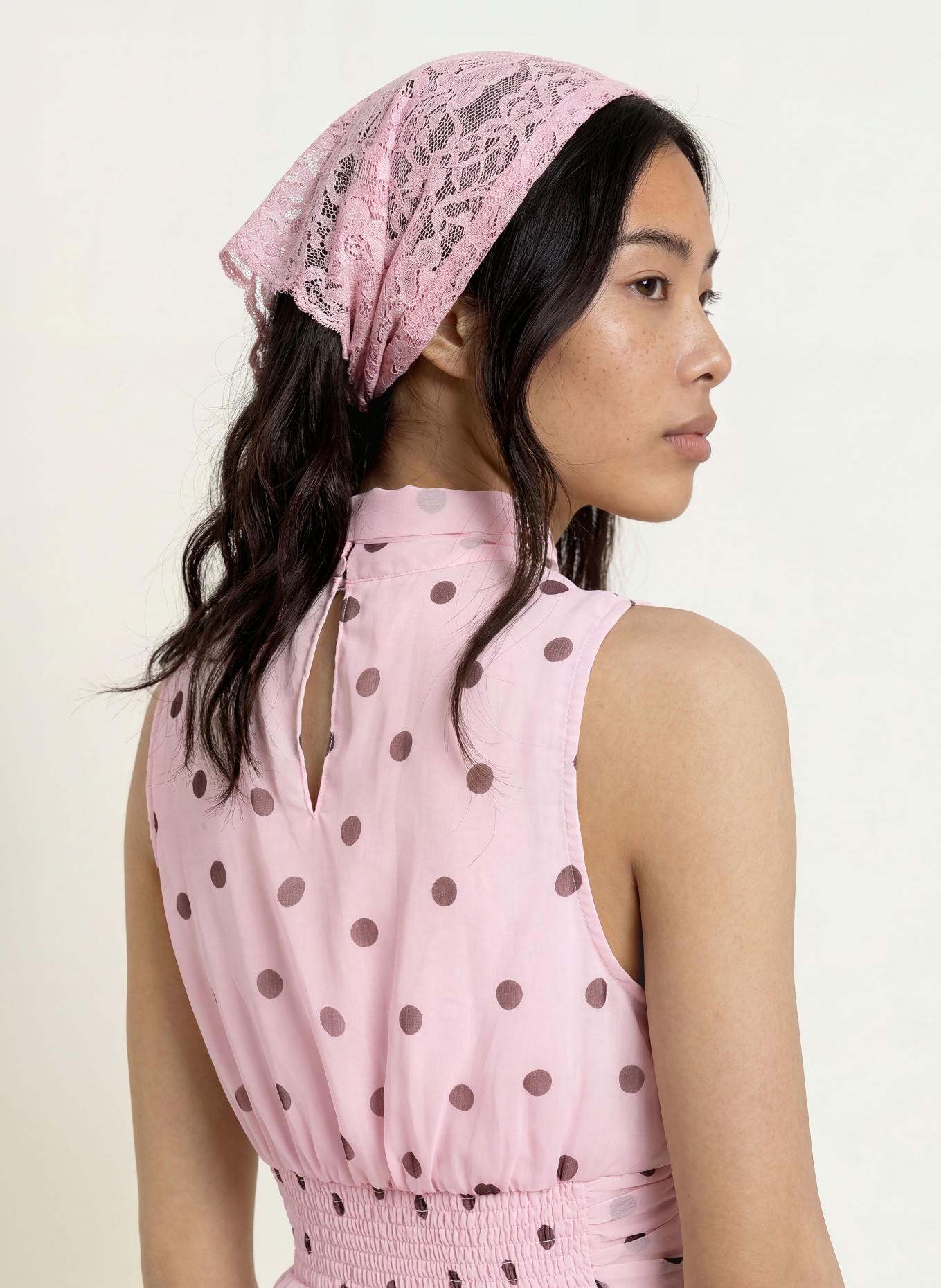NEO NOIR Blousetop ANSOL met strik: ROZE / MARRON FONCÉ