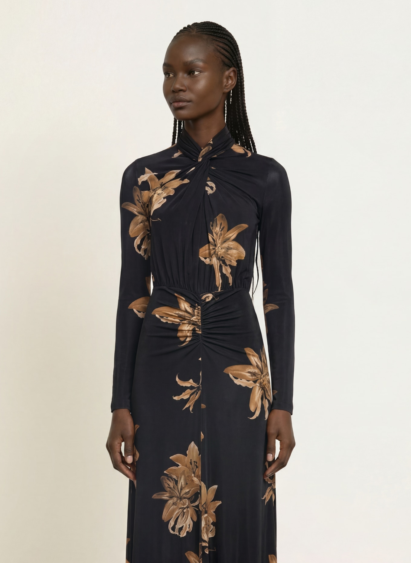 ALLSAINTS Jerseykleid MINA: SCHWARZ / BEIGE