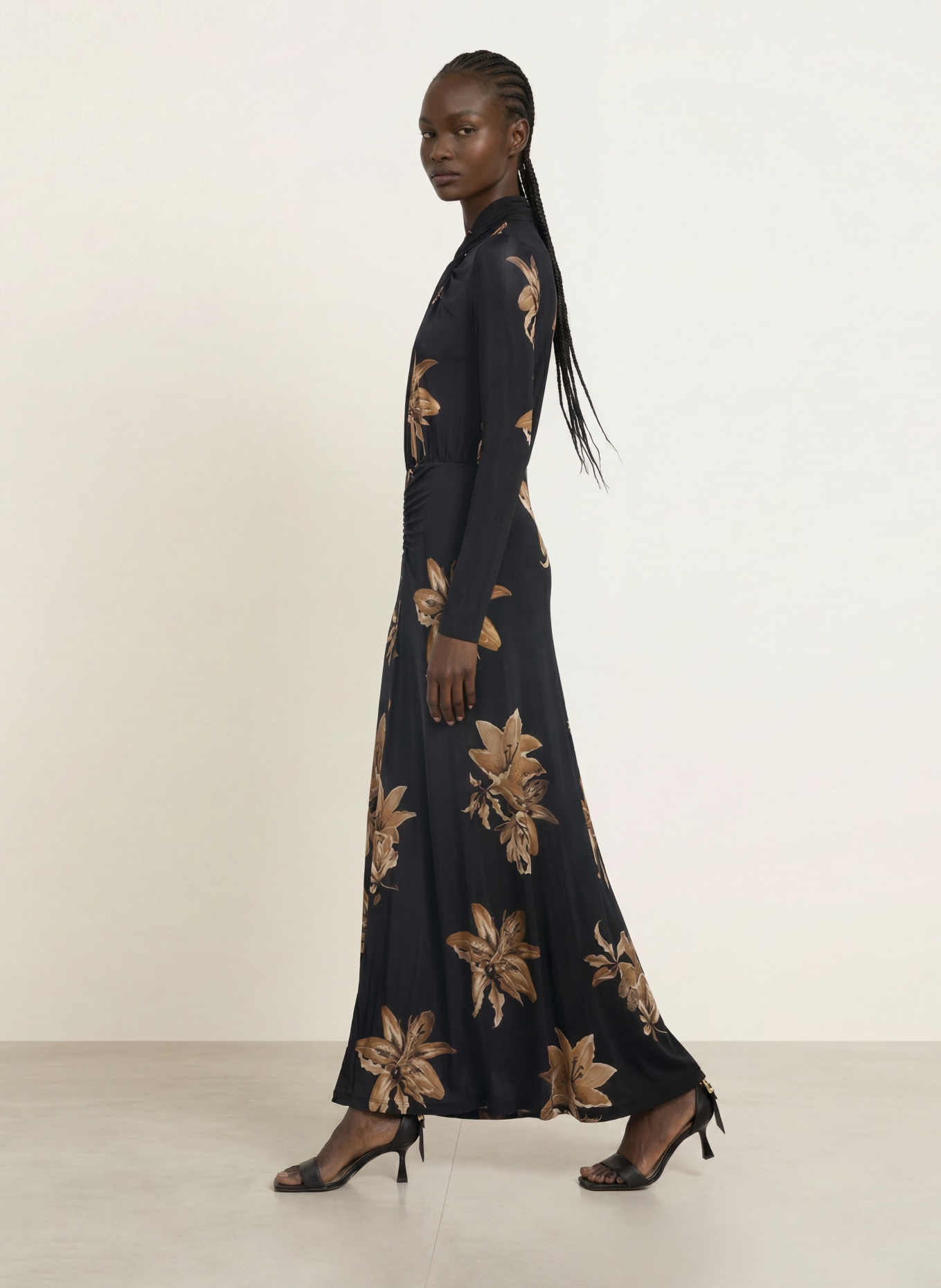 ALLSAINTS Jerseykleid MINA: SCHWARZ / BEIGE