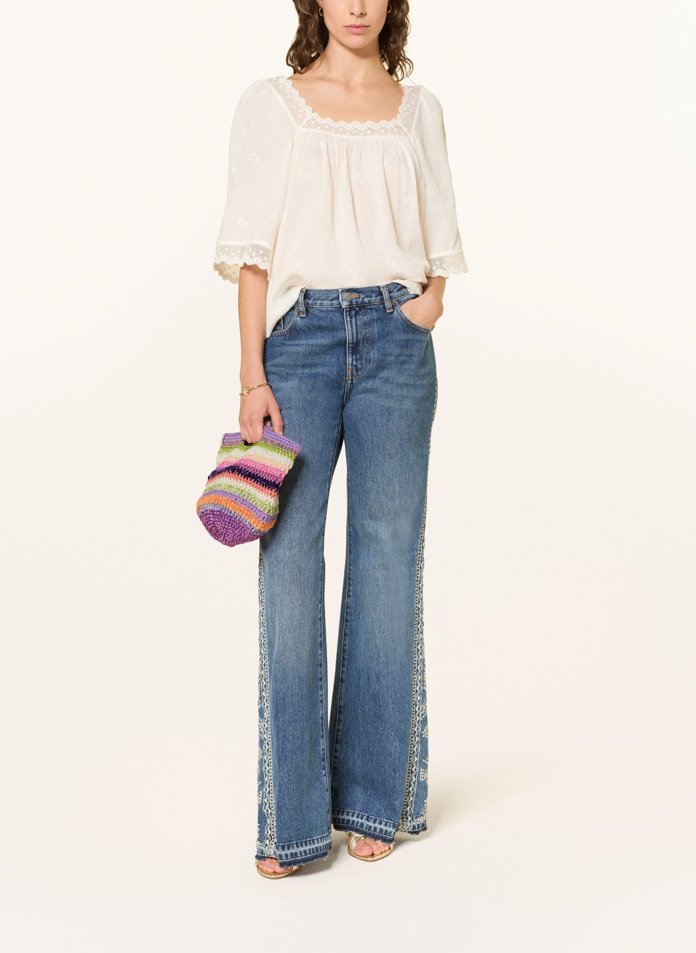 ULTRAVIOLHAT RVIERA Handbag with Glitter Yarn: PINK / PURPLE / WHITE