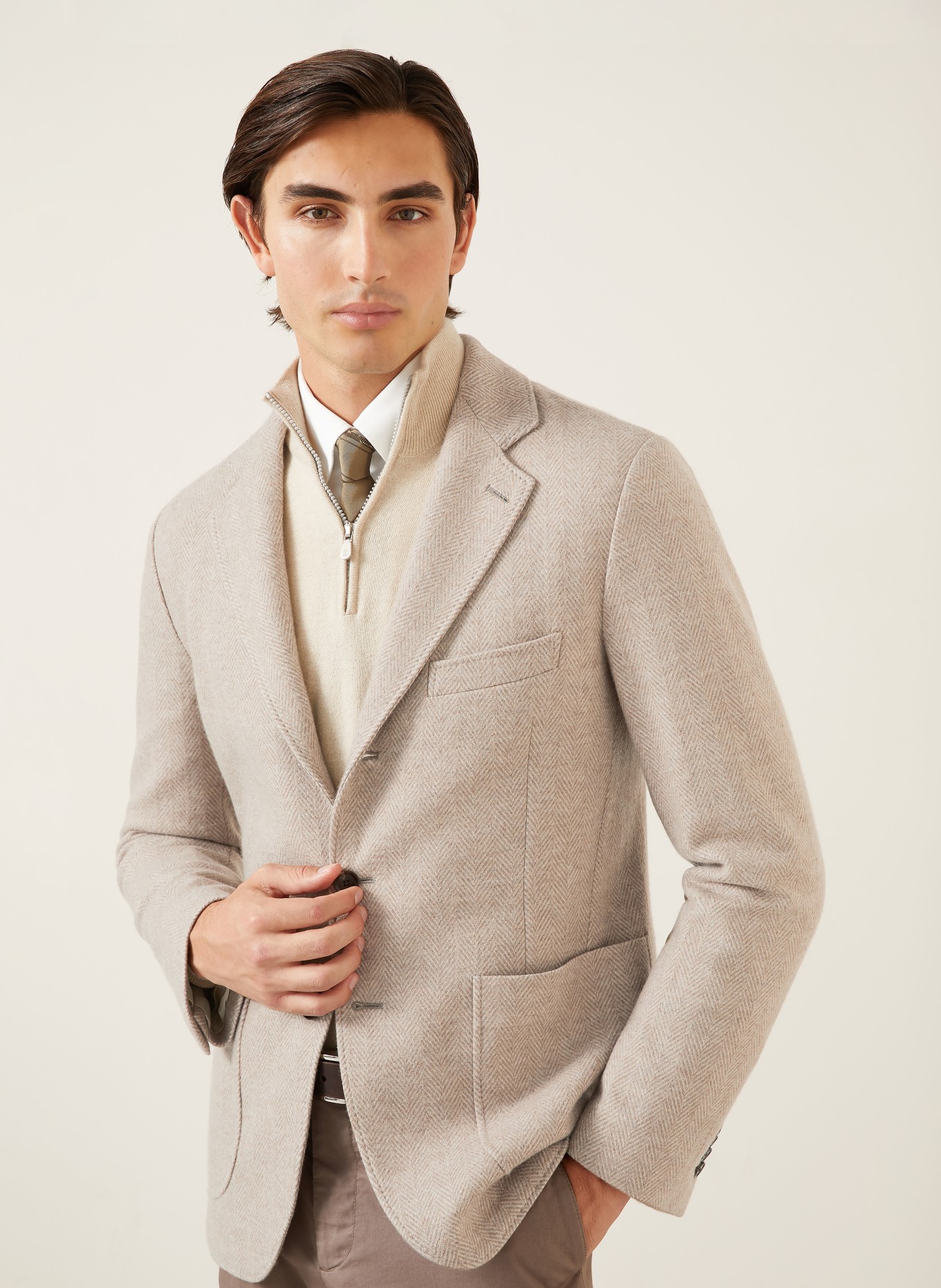 Brioni Cashmere-Sakko Slim Fit: BEIGE / CREME