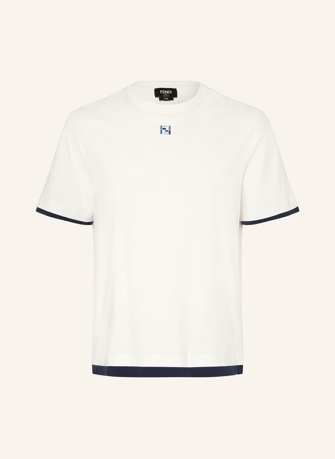 FENDI T-shirt: WIT / DONKERBLAUW