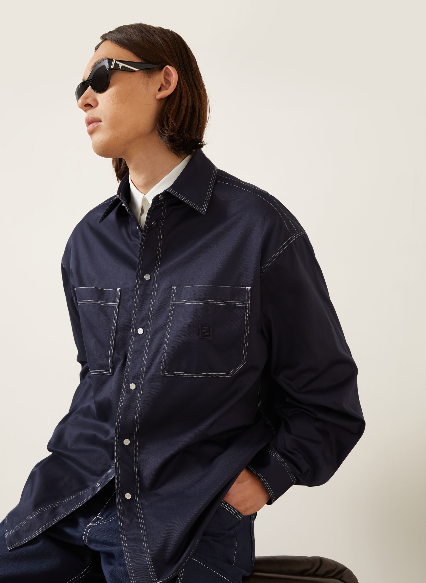 FENDI Overhemd Comfort Fit: DONKERBLAUW