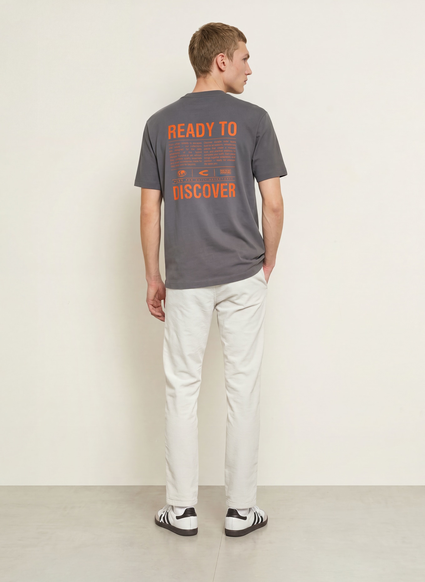 camel active T-shirt: GRIS FONCÉ / ORANGE FONCÉ