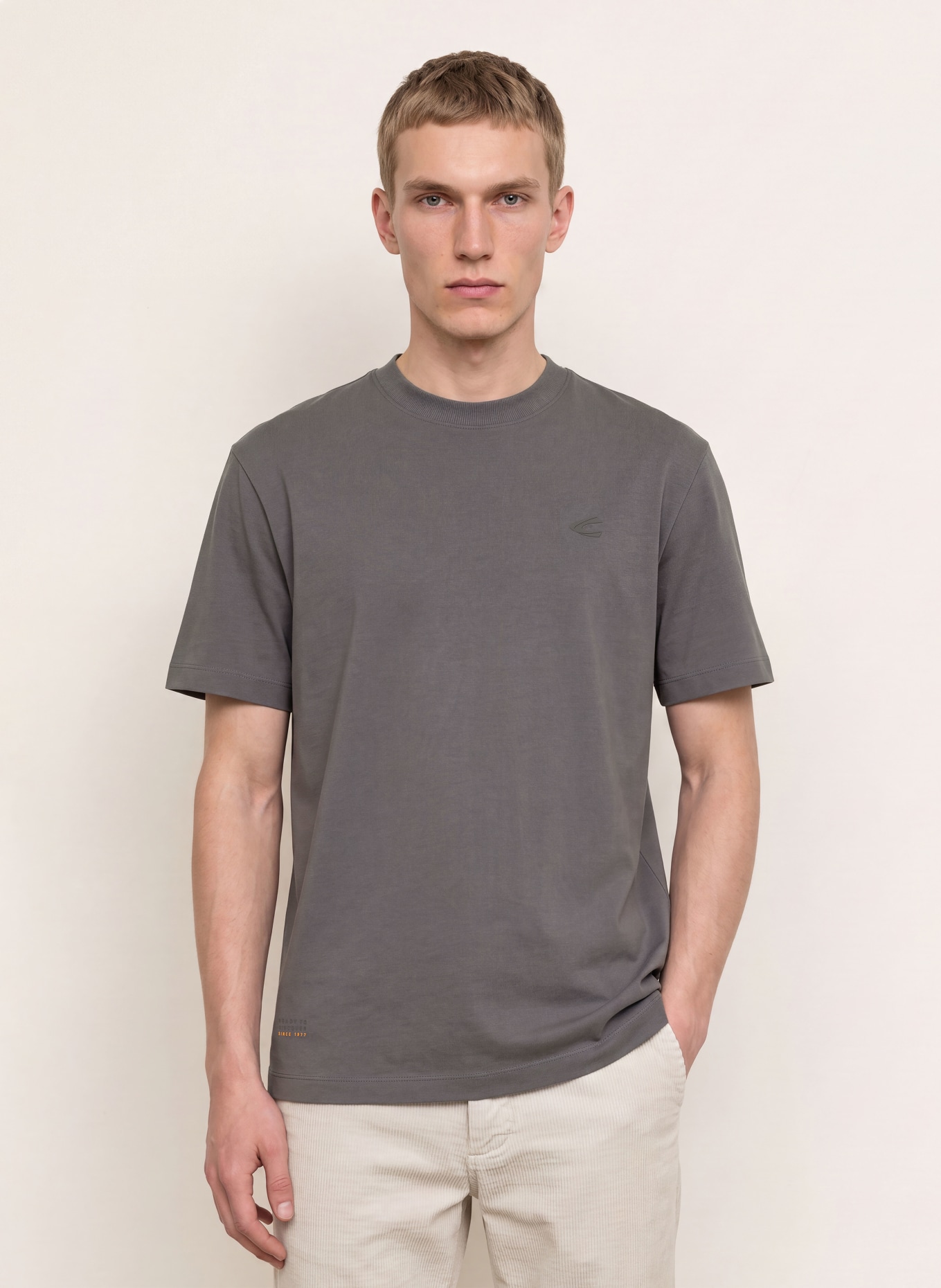 camel active T-shirt: GRIS FONCÉ / ORANGE FONCÉ