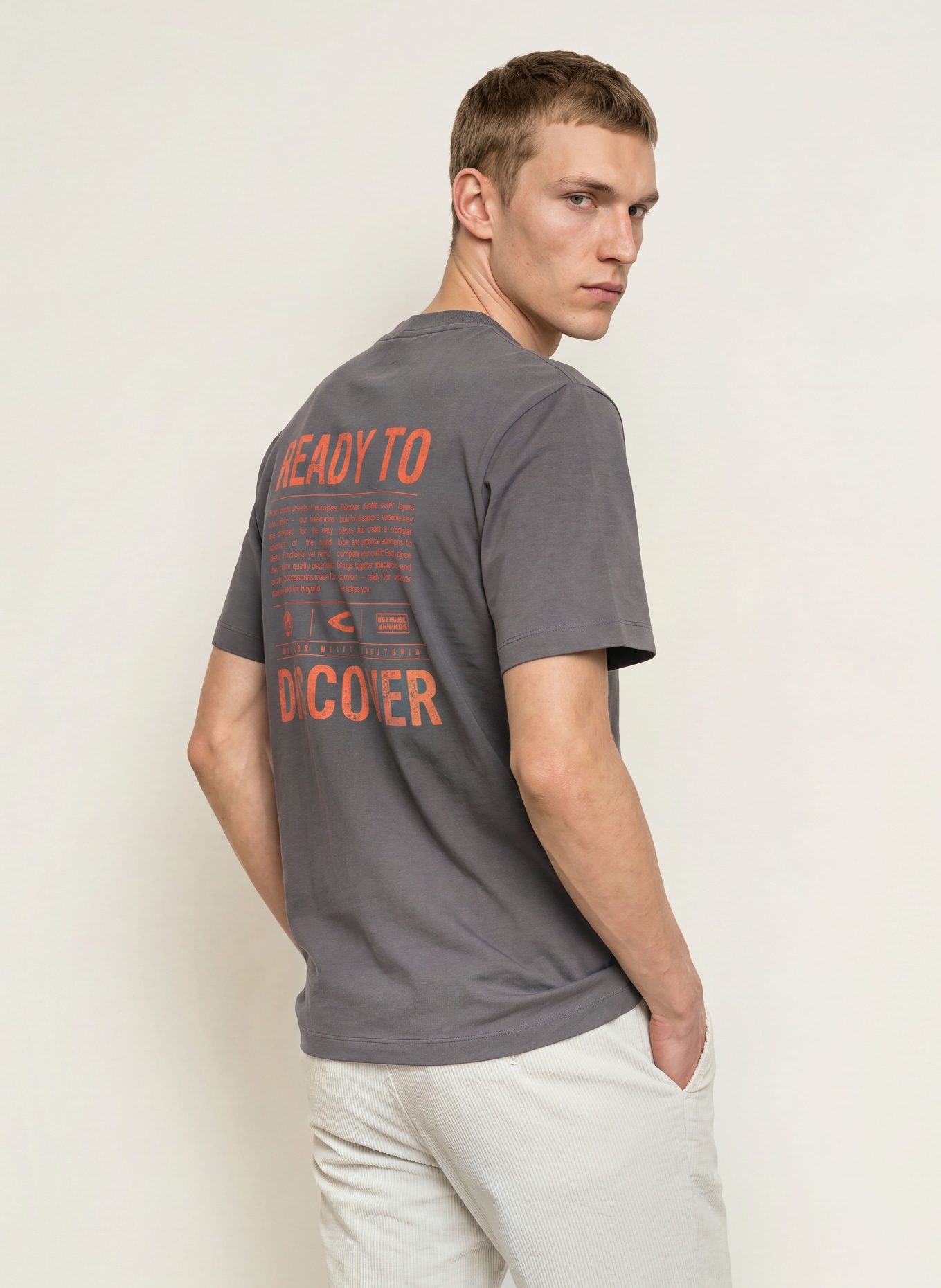 camel active T-shirt: GRIS FONCÉ / ORANGE FONCÉ