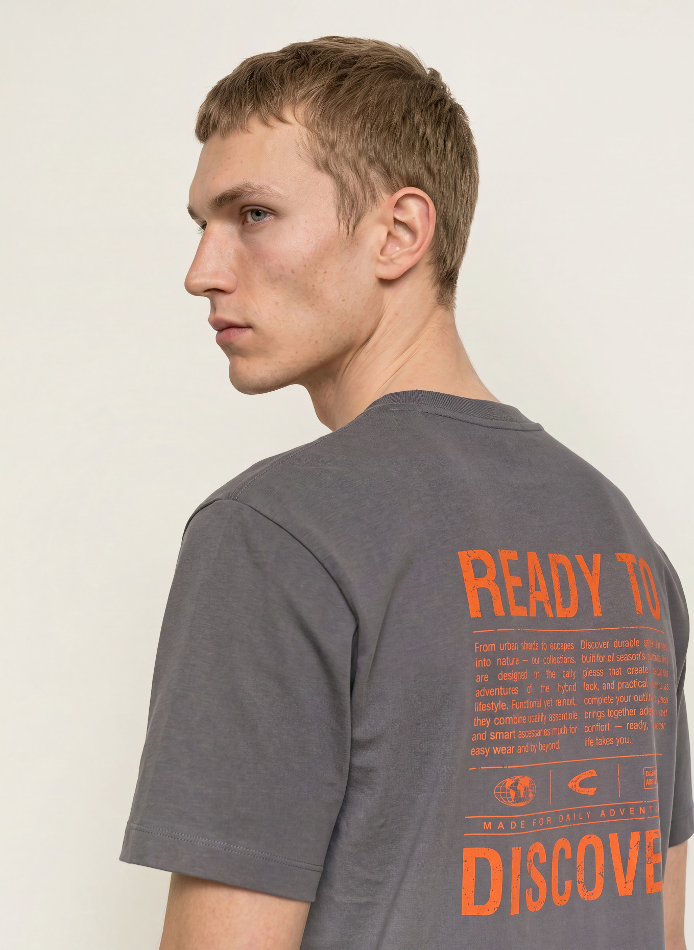 camel active T-shirt: GRIS FONCÉ / ORANGE FONCÉ