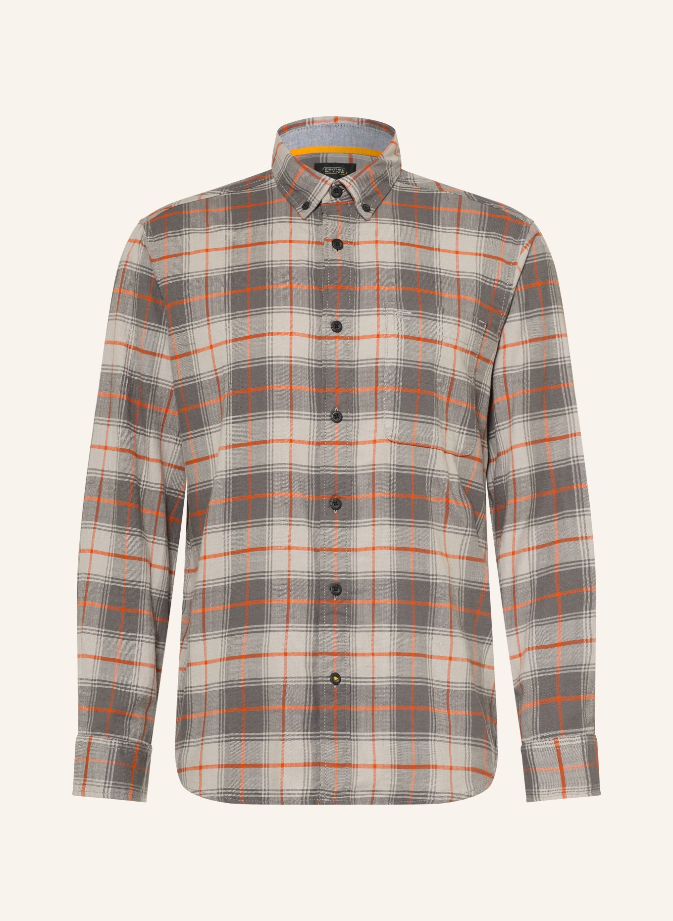 camel active Hemd Regular Fit: GRAU / DUNKELGRAU / ORANGE