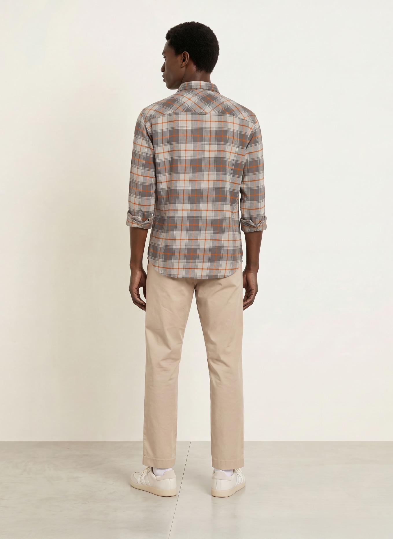 camel active Hemd Regular Fit: GRAU / DUNKELGRAU / ORANGE