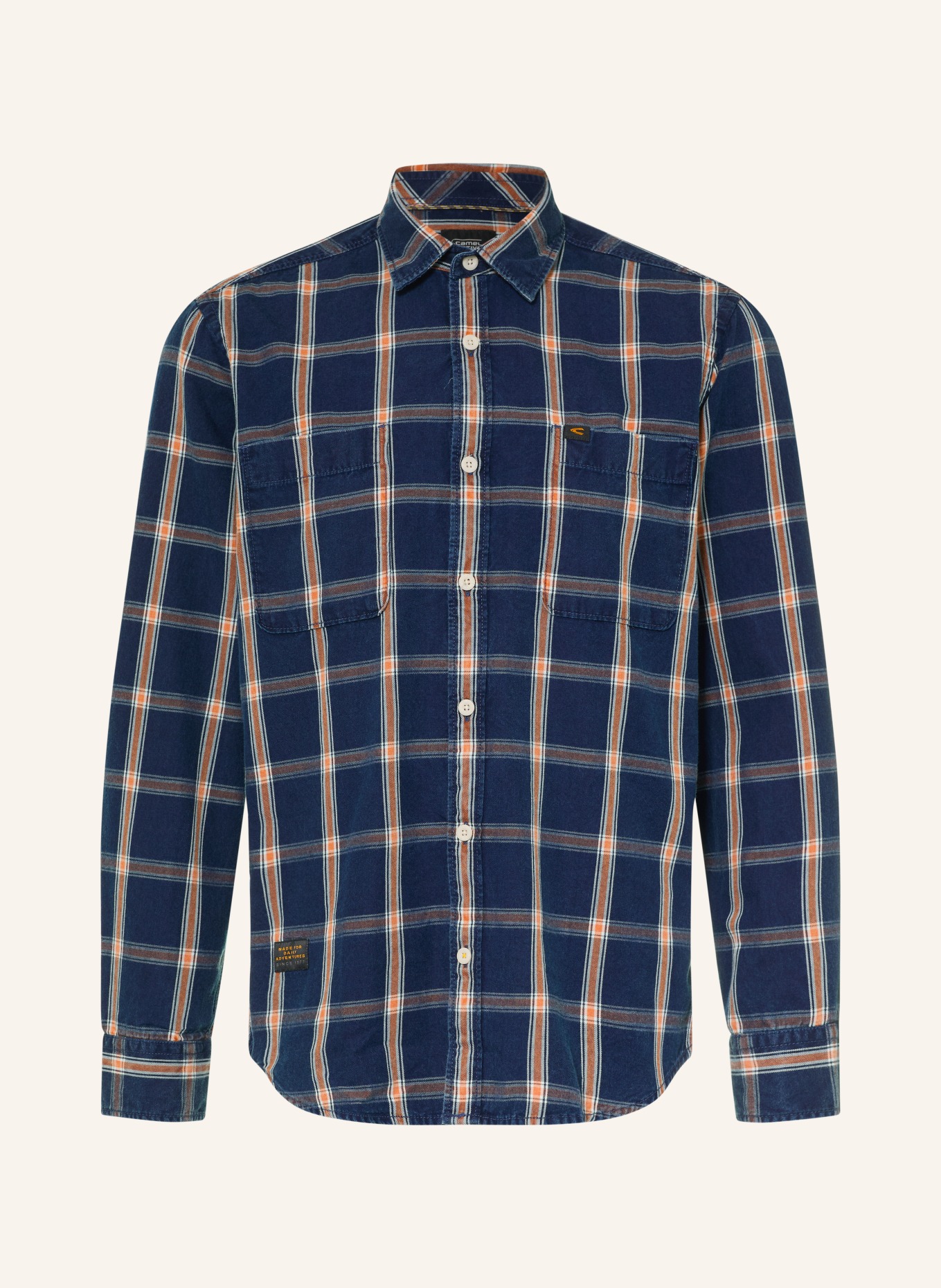 camel active Hemd Regular Fit: DUNKELBLAU / DUNKELORANGE / WEISS