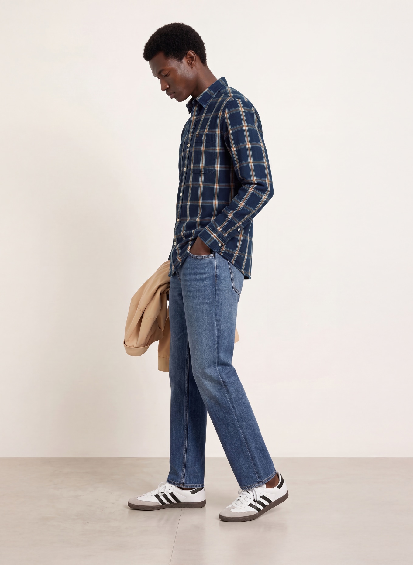 camel active Hemd Regular Fit: DUNKELBLAU / DUNKELORANGE / WEISS