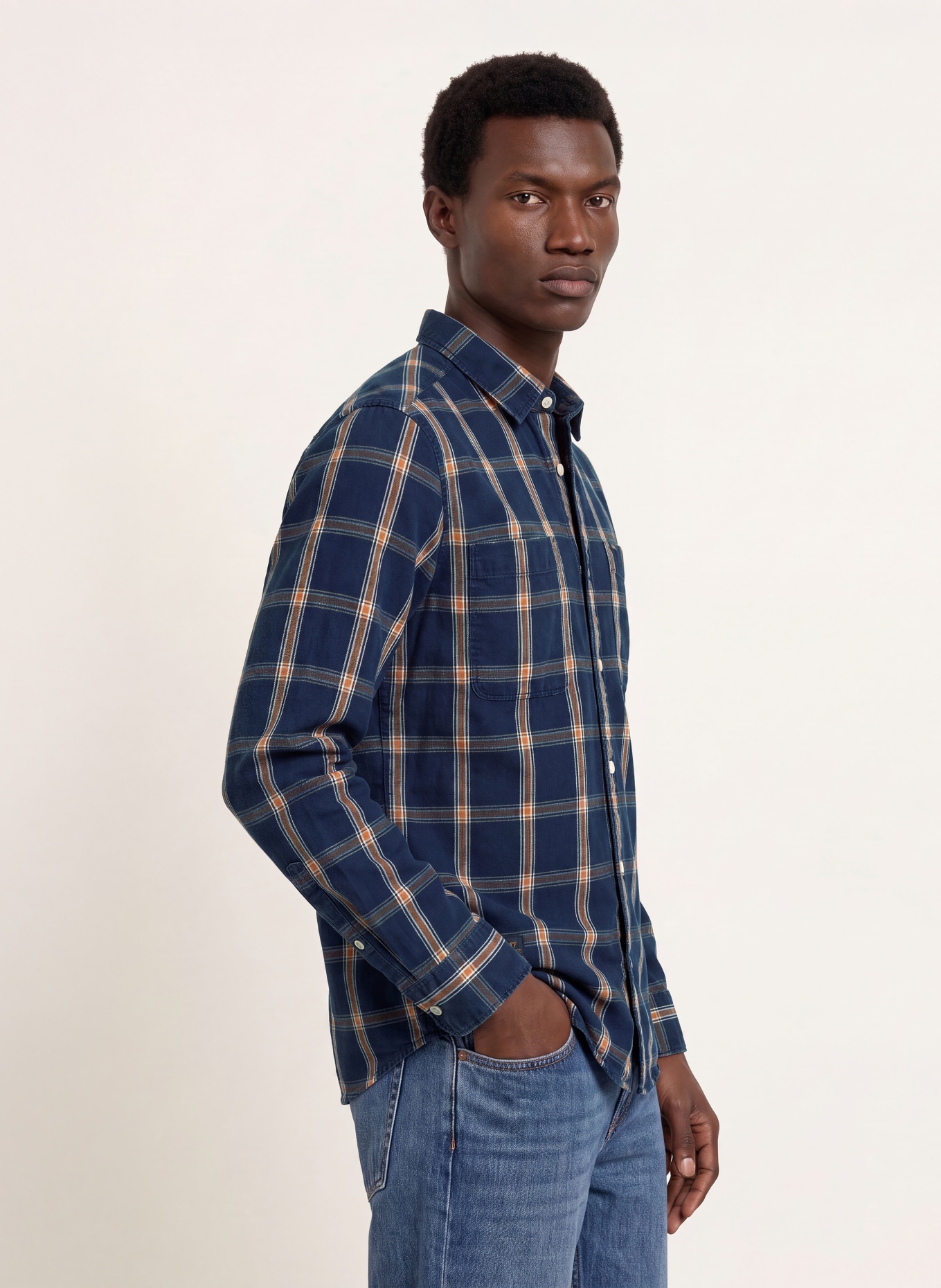 camel active Hemd Regular Fit: DUNKELBLAU / DUNKELORANGE / WEISS