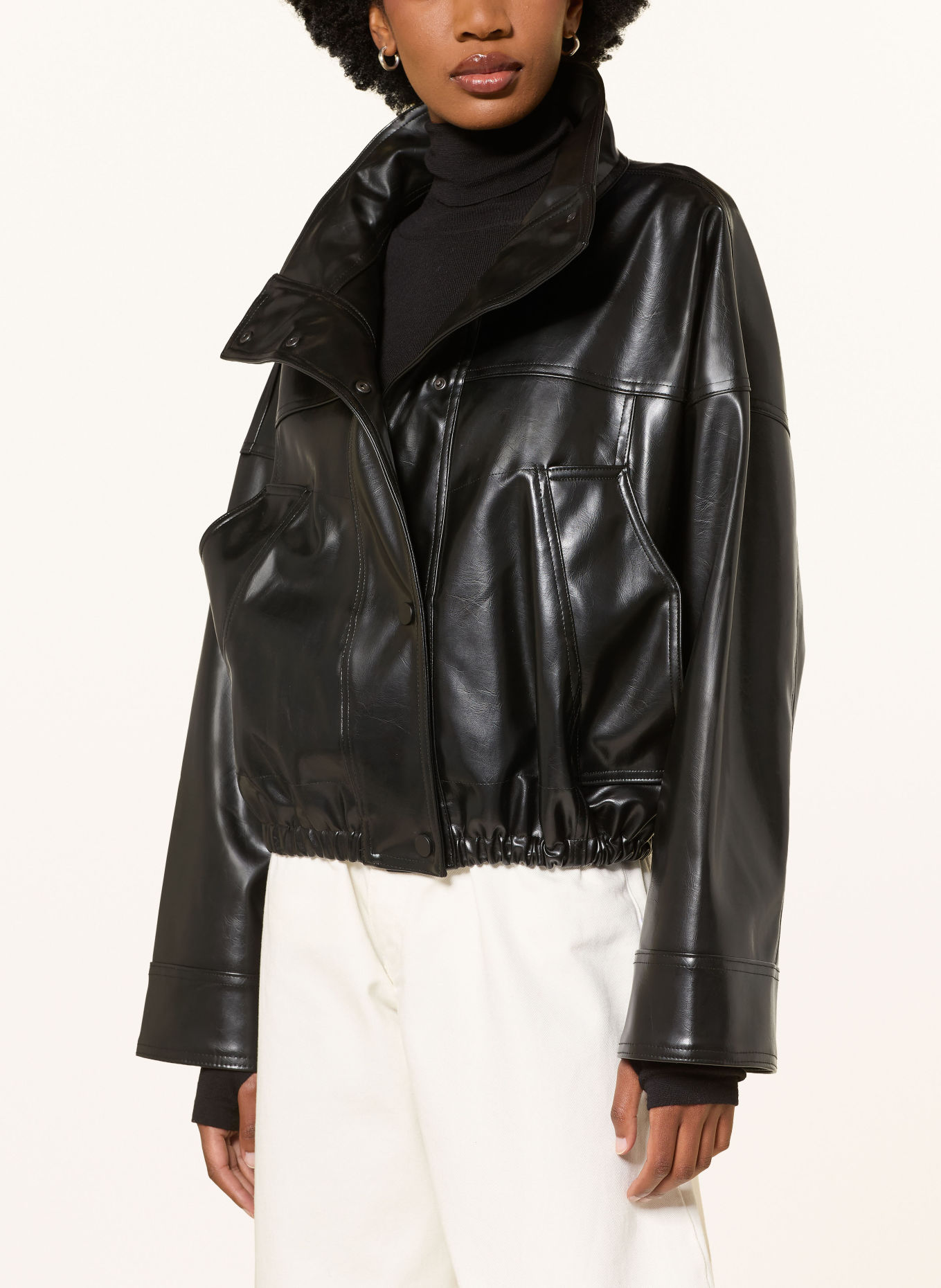 RHÚNE Blouson JESSY aspect cuir: NOIR