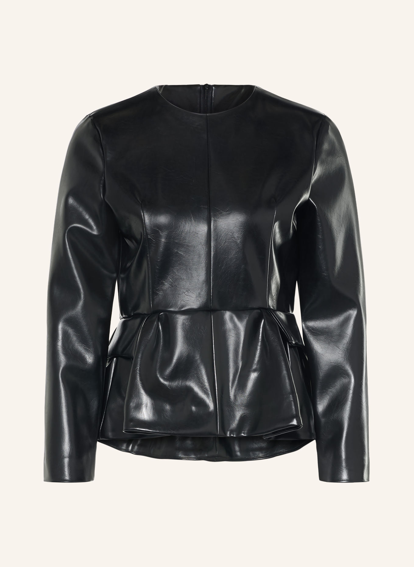 RHÚNE Blusenshirt IDA in Lederoptik: SCHWARZ