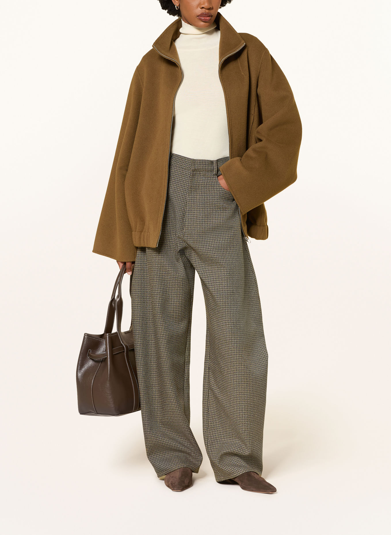 RHÚNE Pantalon GRACE: MARRON / MARRON CLAIR