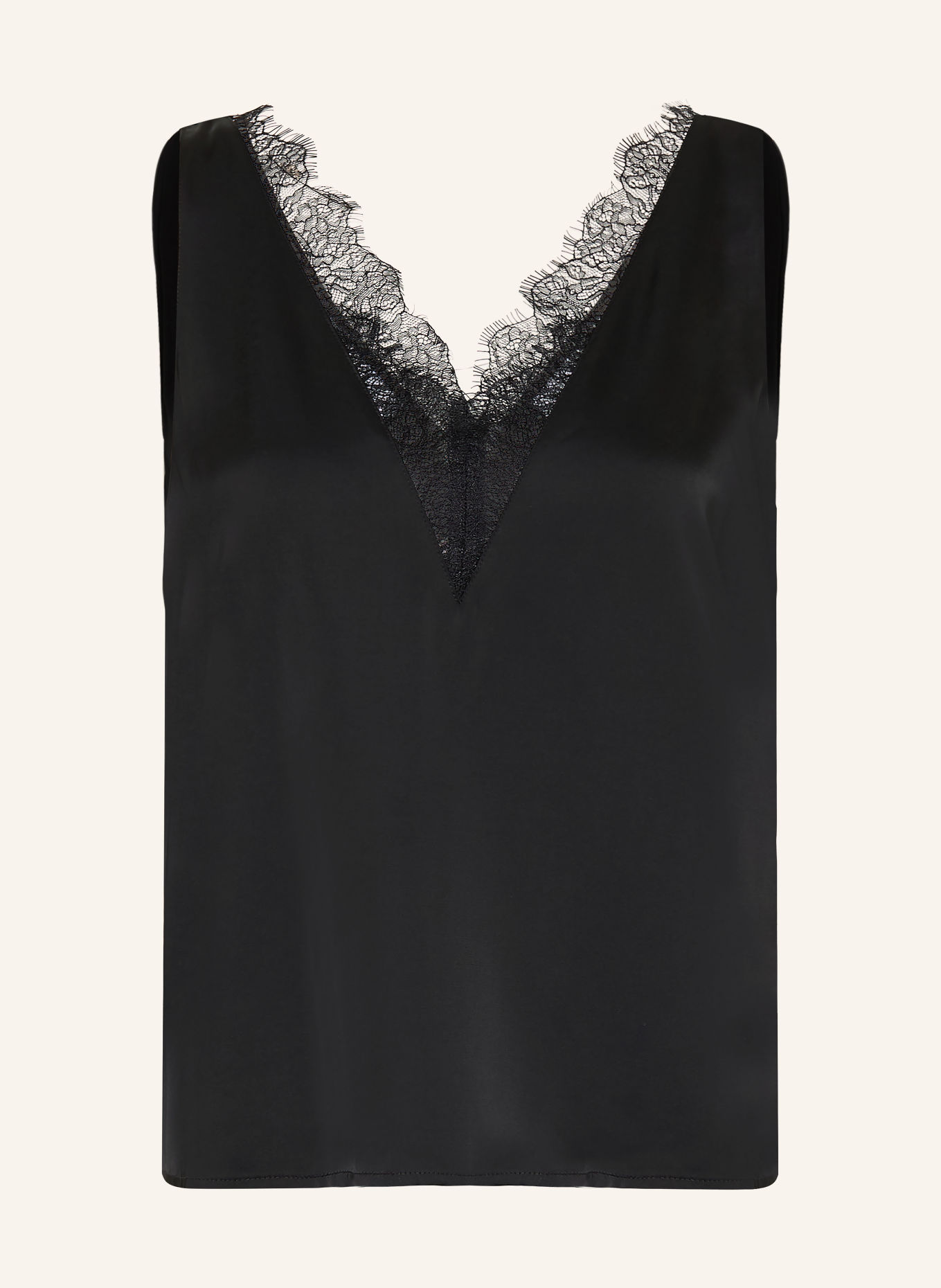 COMMA Blusentop aus Satin mit Spitze: SCHWARZ