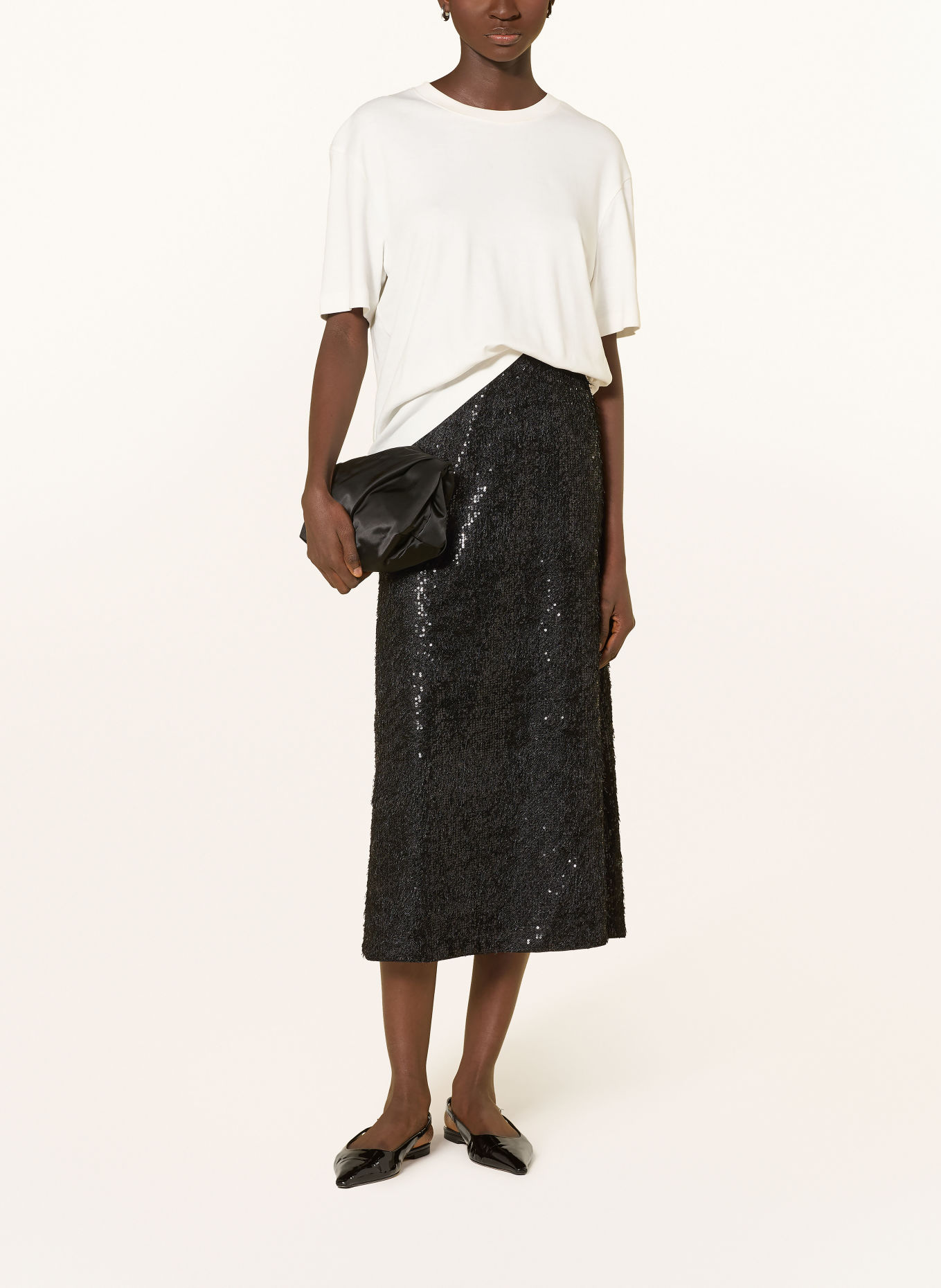 COMMA Sequin Skirt: BLACK