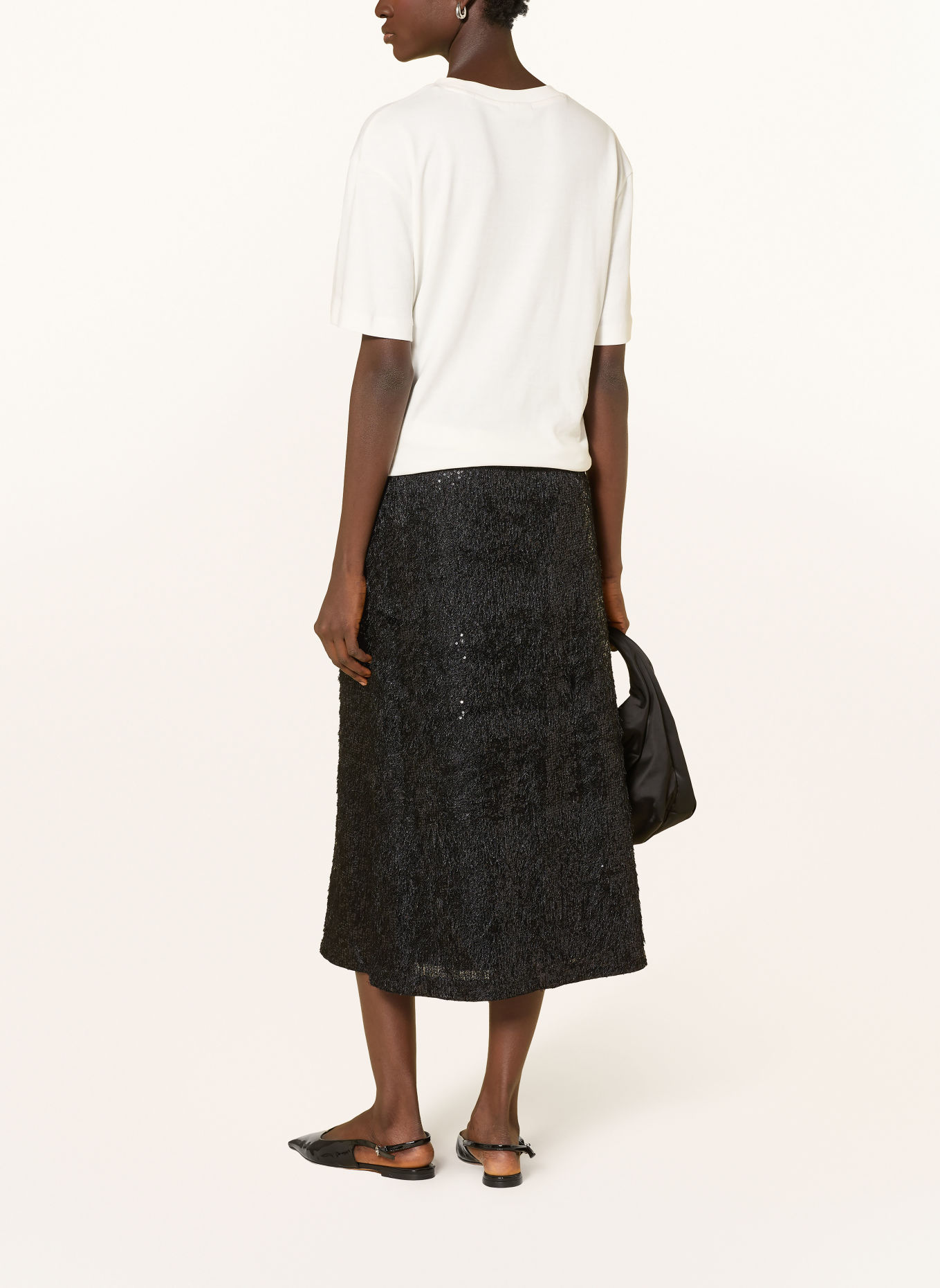 COMMA Sequin Skirt: BLACK