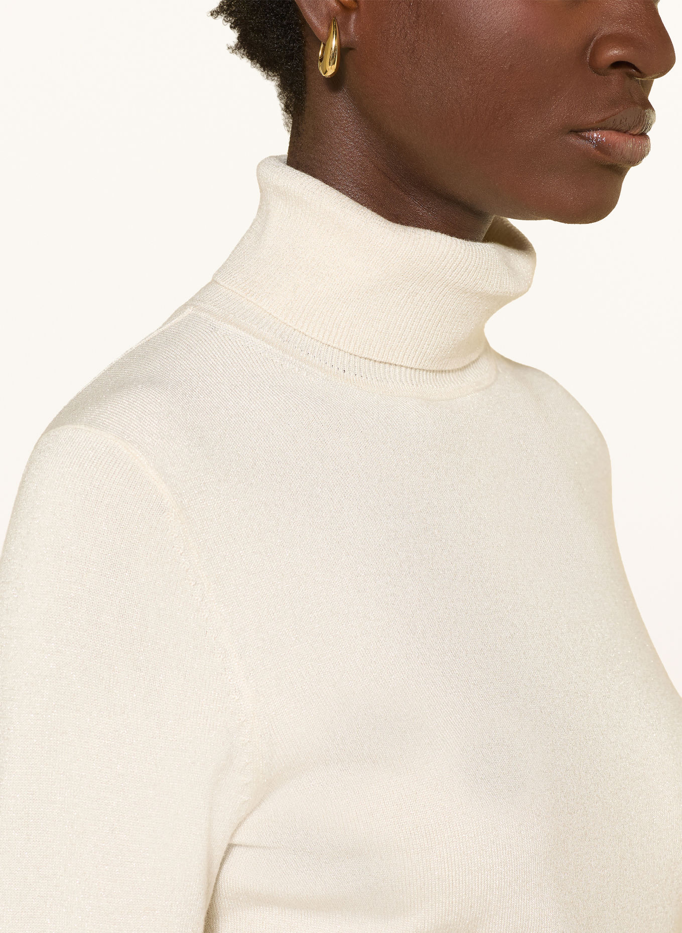 COMMA Rollkragenpullover mit Glitzergarn: ECRU