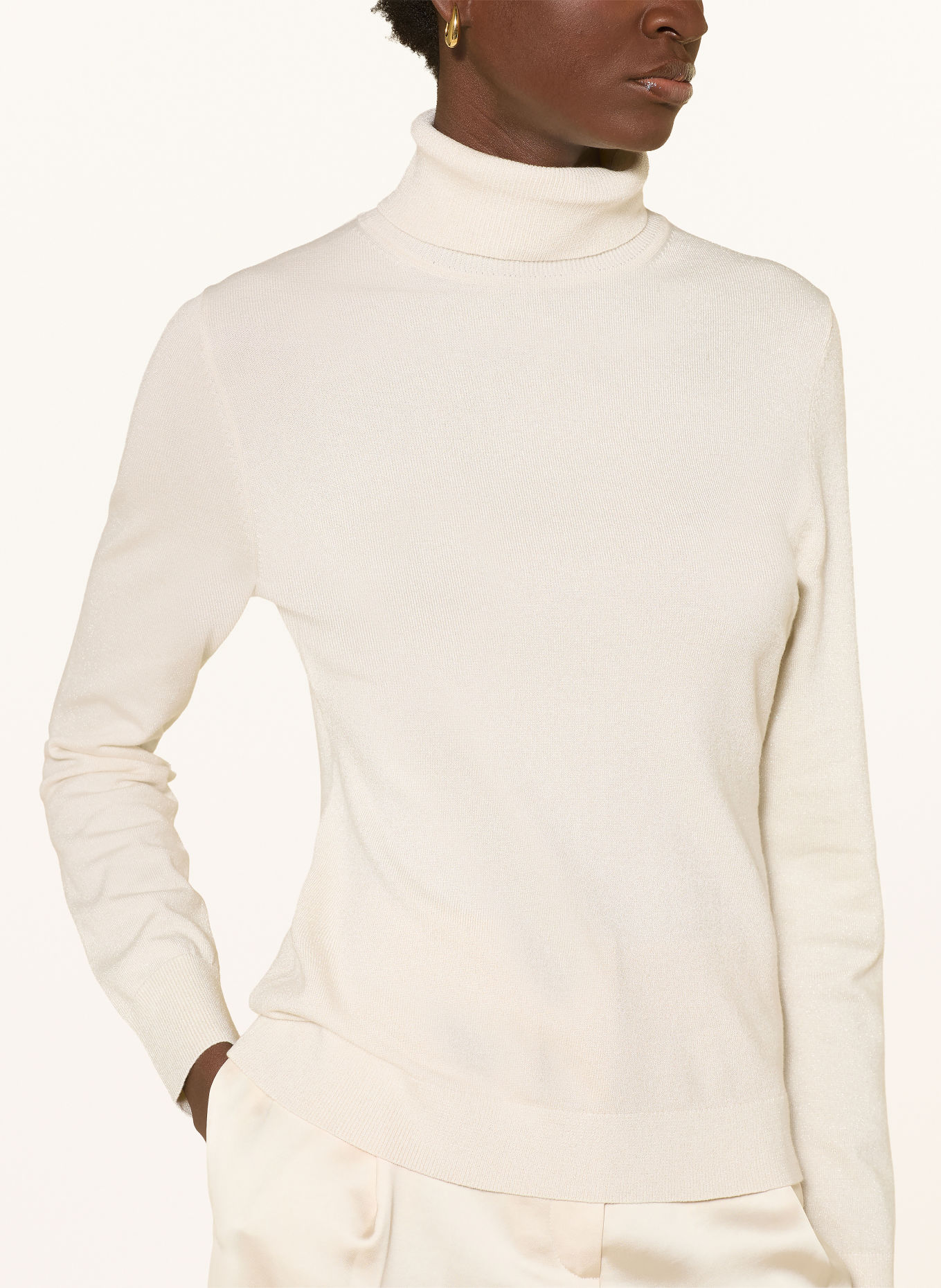 COMMA Rollkragenpullover mit Glitzergarn: ECRU