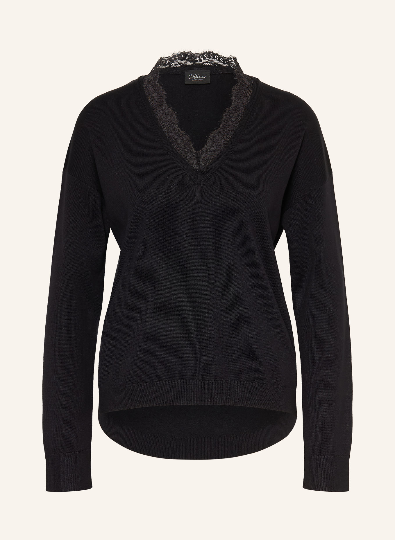 s.Oliver BLACK LABEL Pullover mit Spitze: SCHWARZ