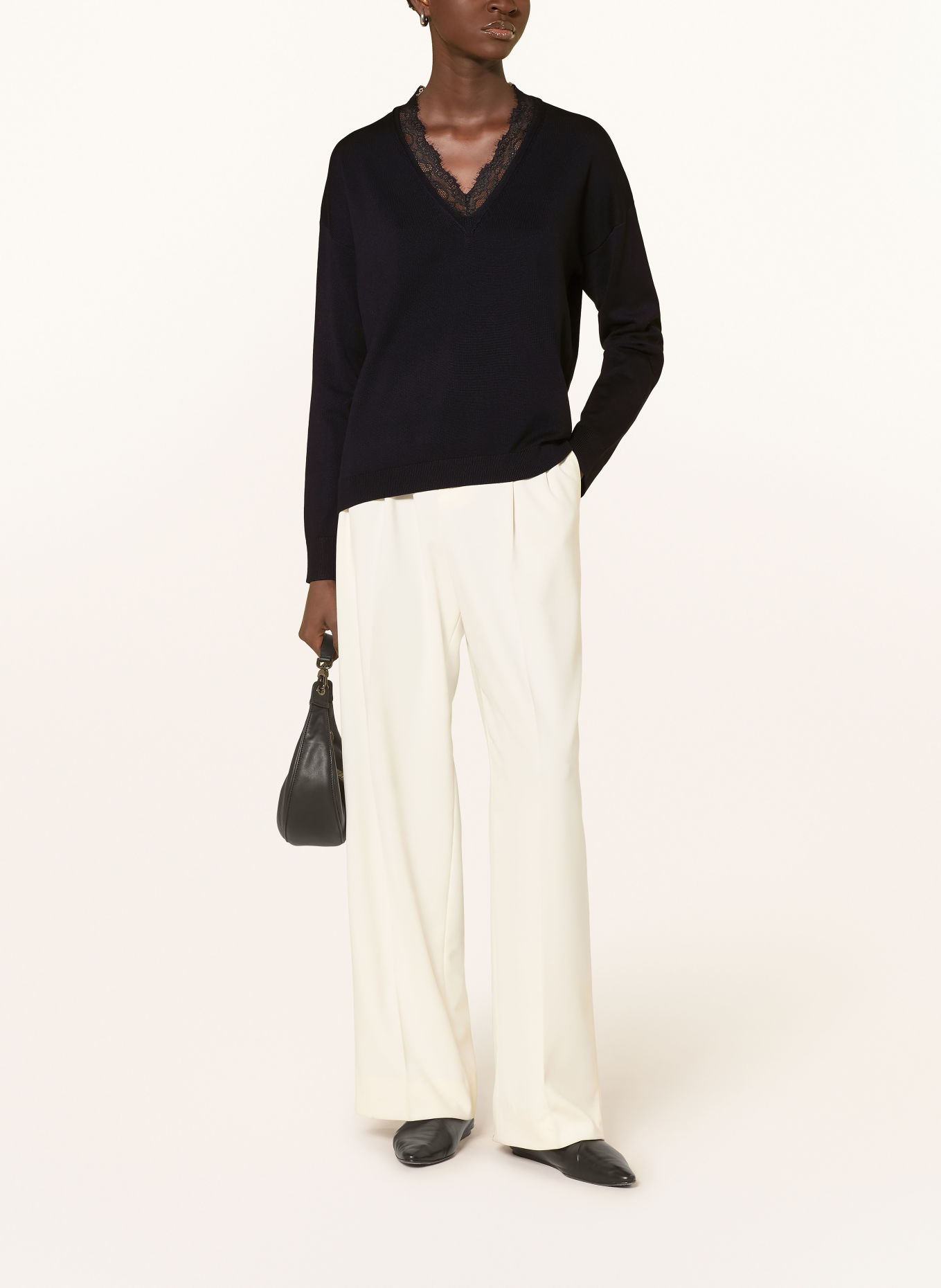 s.Oliver BLACK LABEL Pullover mit Spitze: SCHWARZ