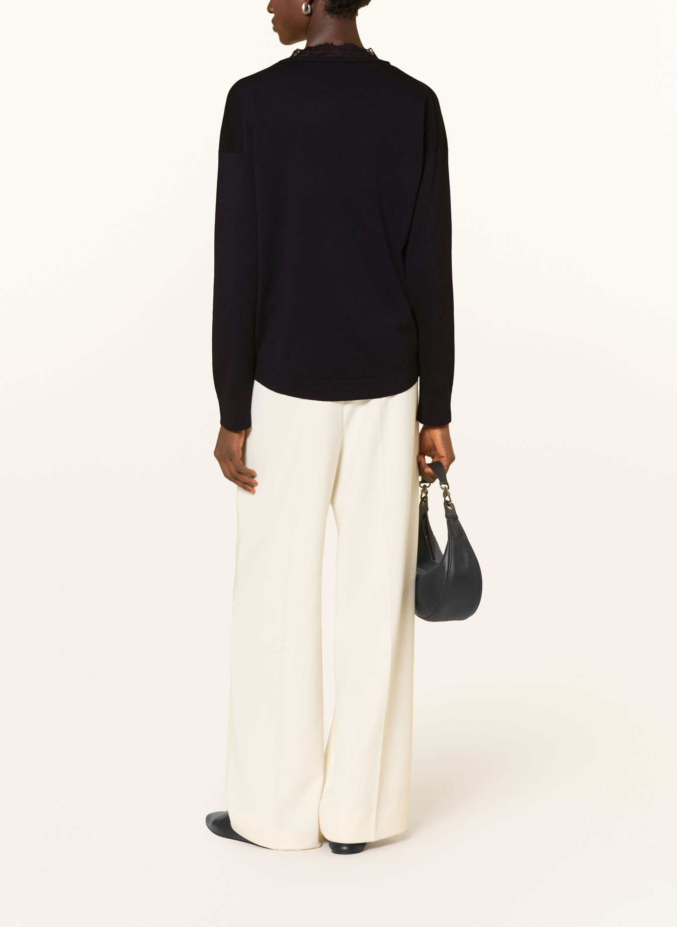 s.Oliver BLACK LABEL Pullover mit Spitze: SCHWARZ