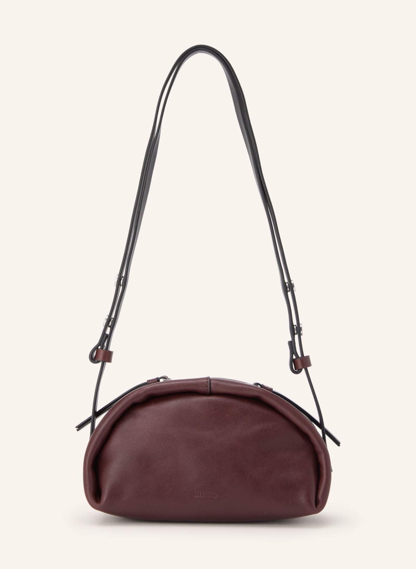 ALLSAINTS ROSALIE ARC Shoulder Bag: DARK RED / SILVER