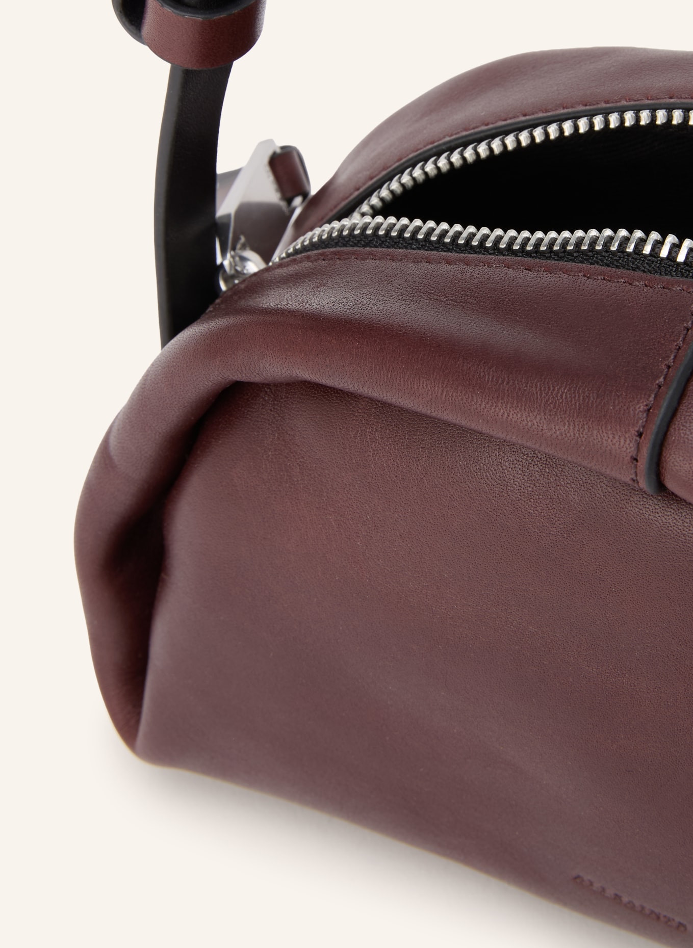 ALLSAINTS ROSALIE ARC Shoulder Bag: DARK RED / SILVER