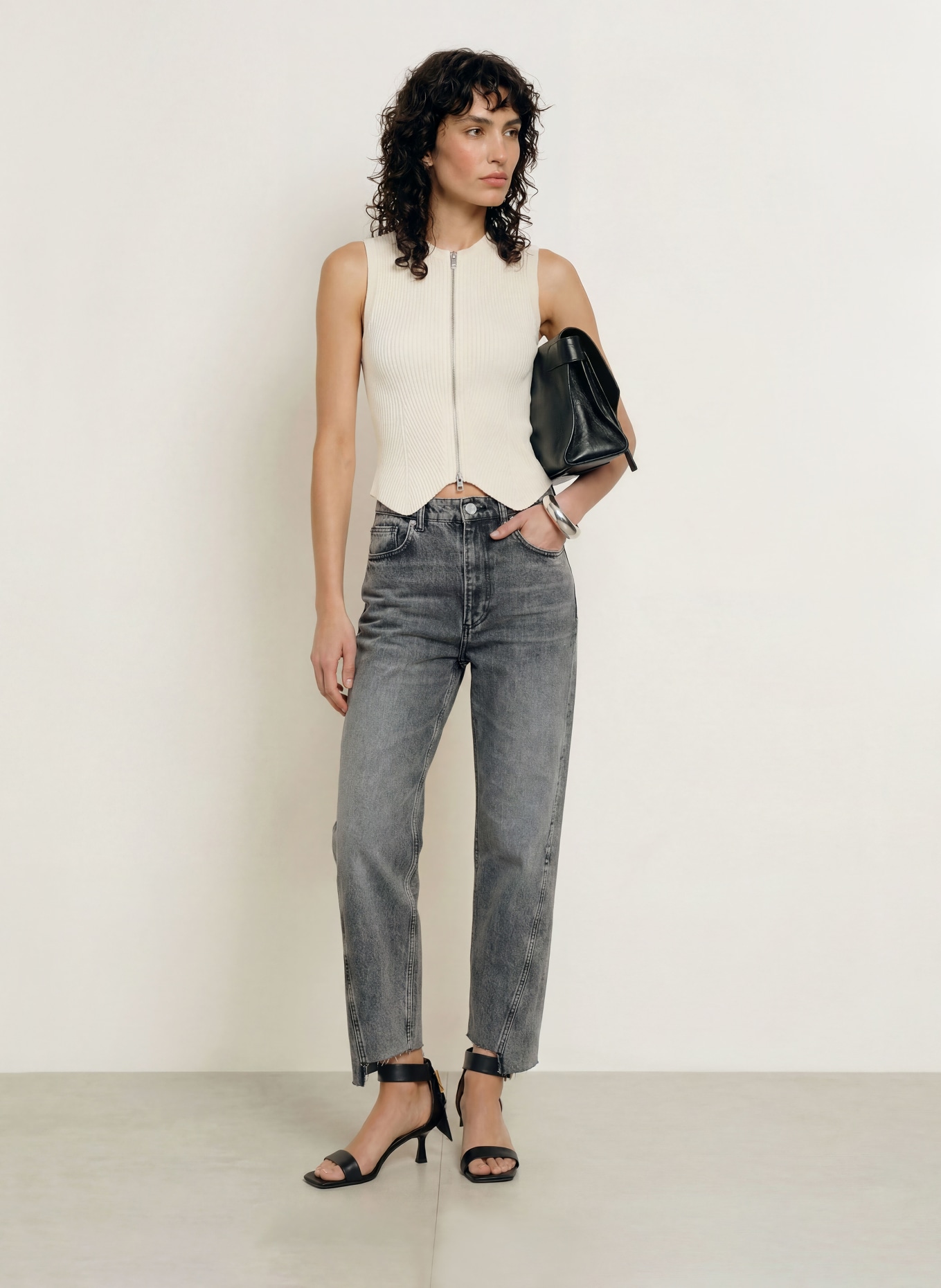 ALLSAINTS Gebreid vest CRUZ: CRÈME
