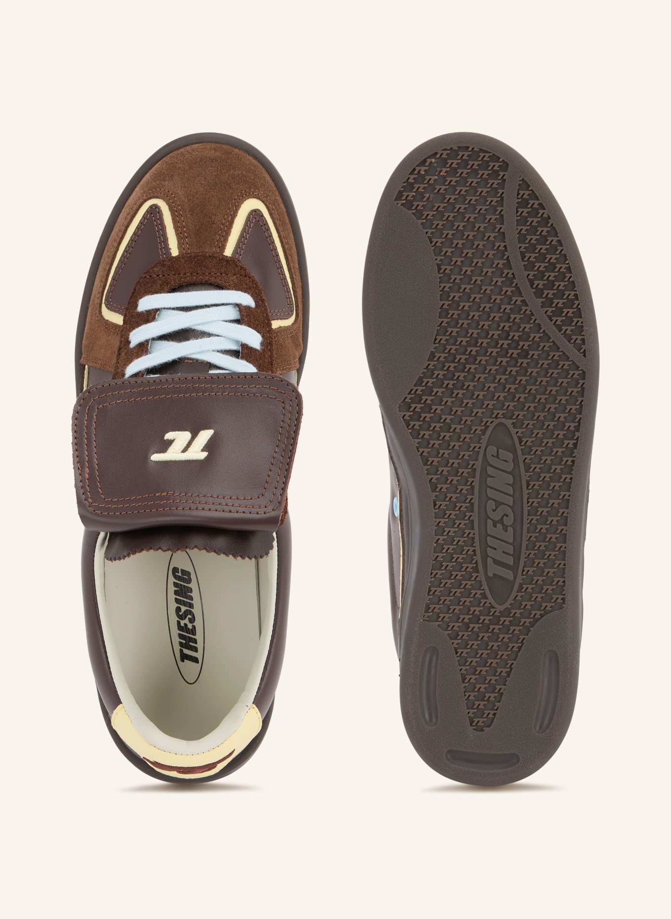 THESING Sneakersy BIG BANG: TMAVĚ HNĚDÁ / TMAVĚ ŽLUTÁ / TMAVĚ MODRÁ