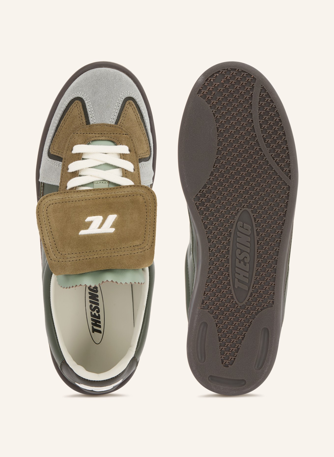 THESING Sneakersy BIG BANG: CIEMNOZIELONY / JASNOCZARY / BIAŁY